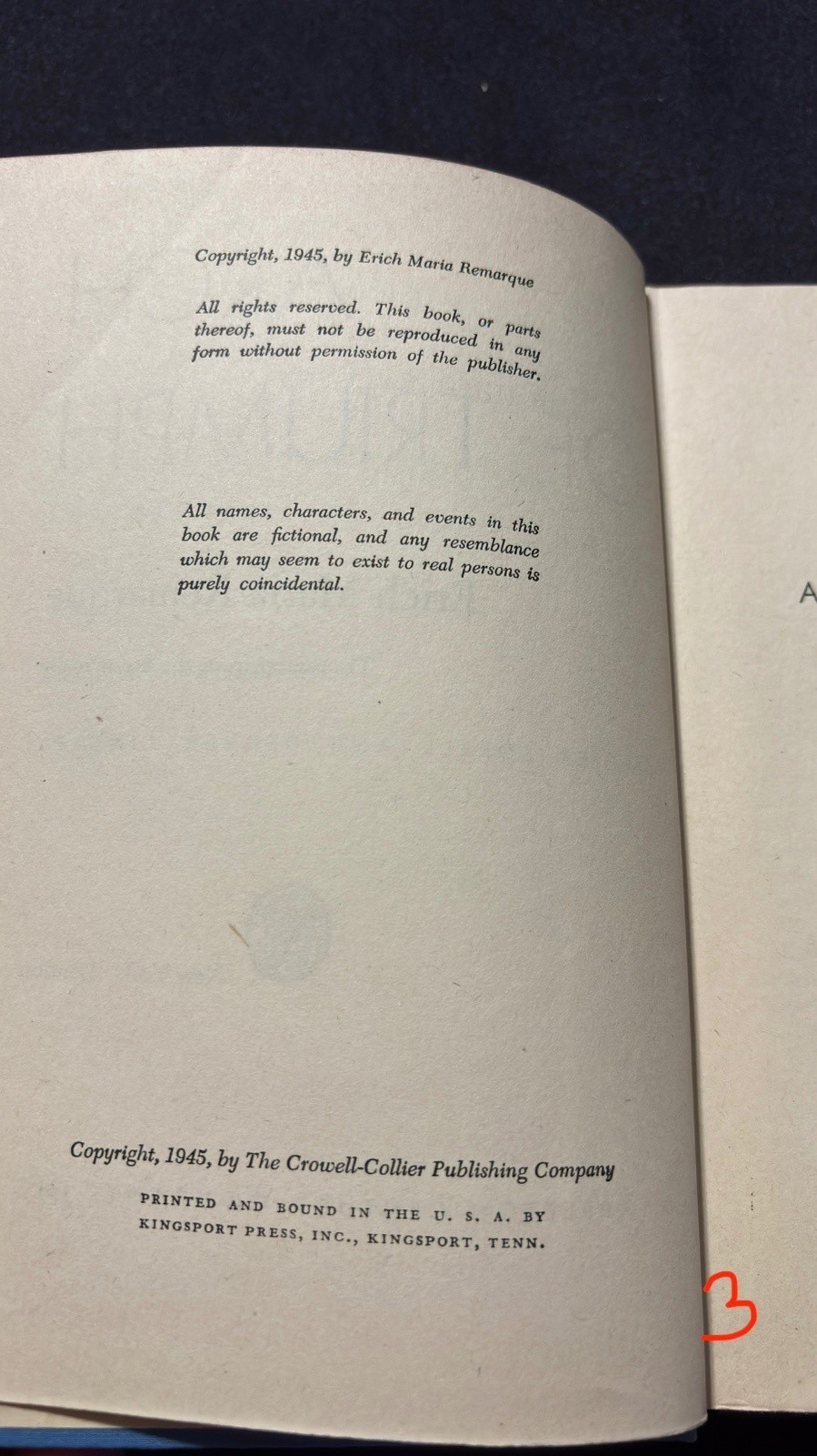 Erich Maria Remarque Arch of Triumph D. Appleton Century Hardcover