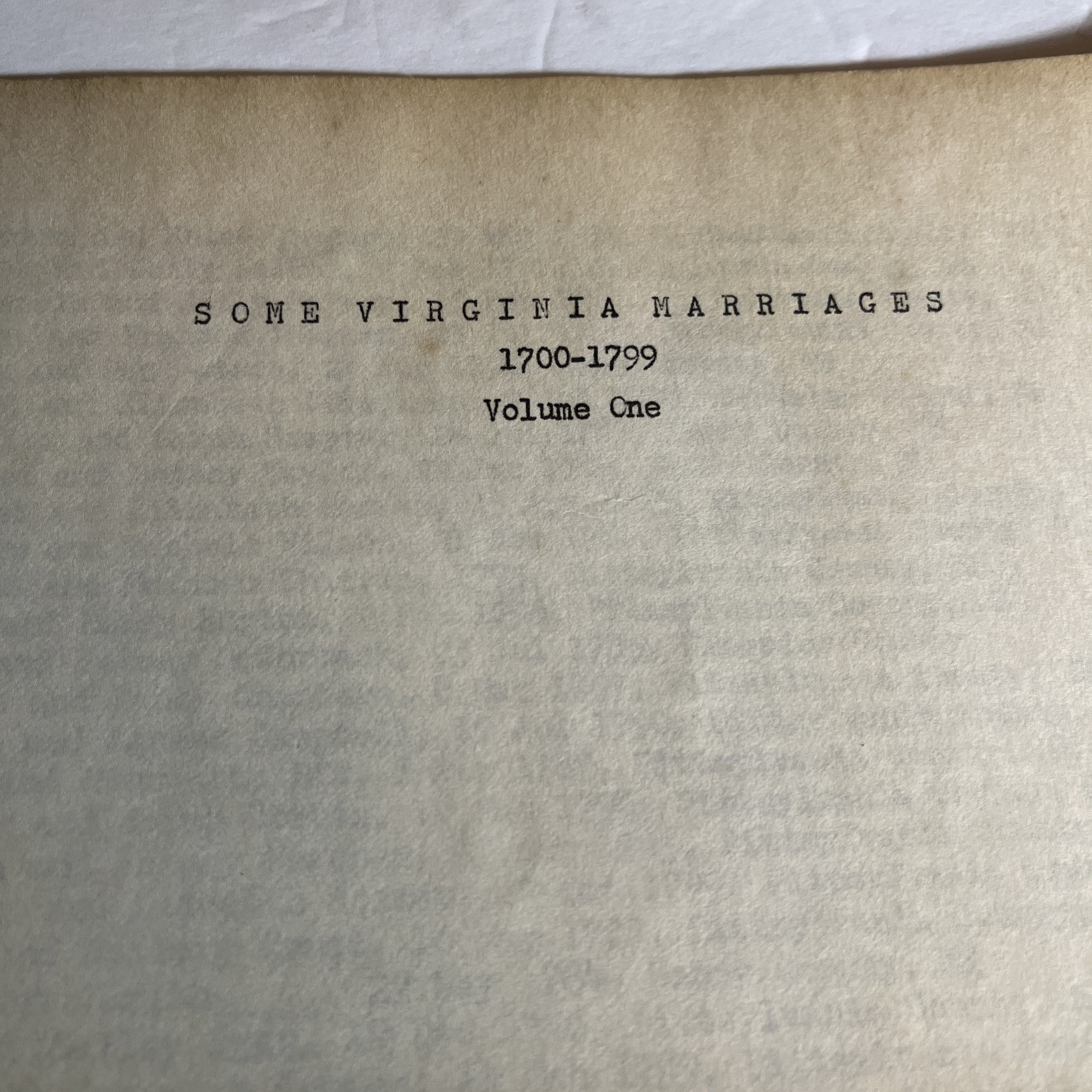 SOME VIRGINIA MARRIAGES Genealogy Records 1700-1799 Pioneer Colonists Book pages