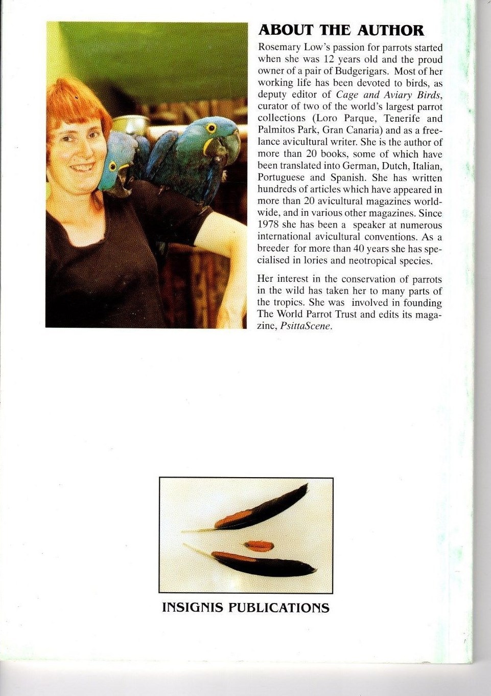 PARROT QUIZ BOOK No 1 by ROSEMARY LOW paperback 92 pages INSIGNIS pub. 1997