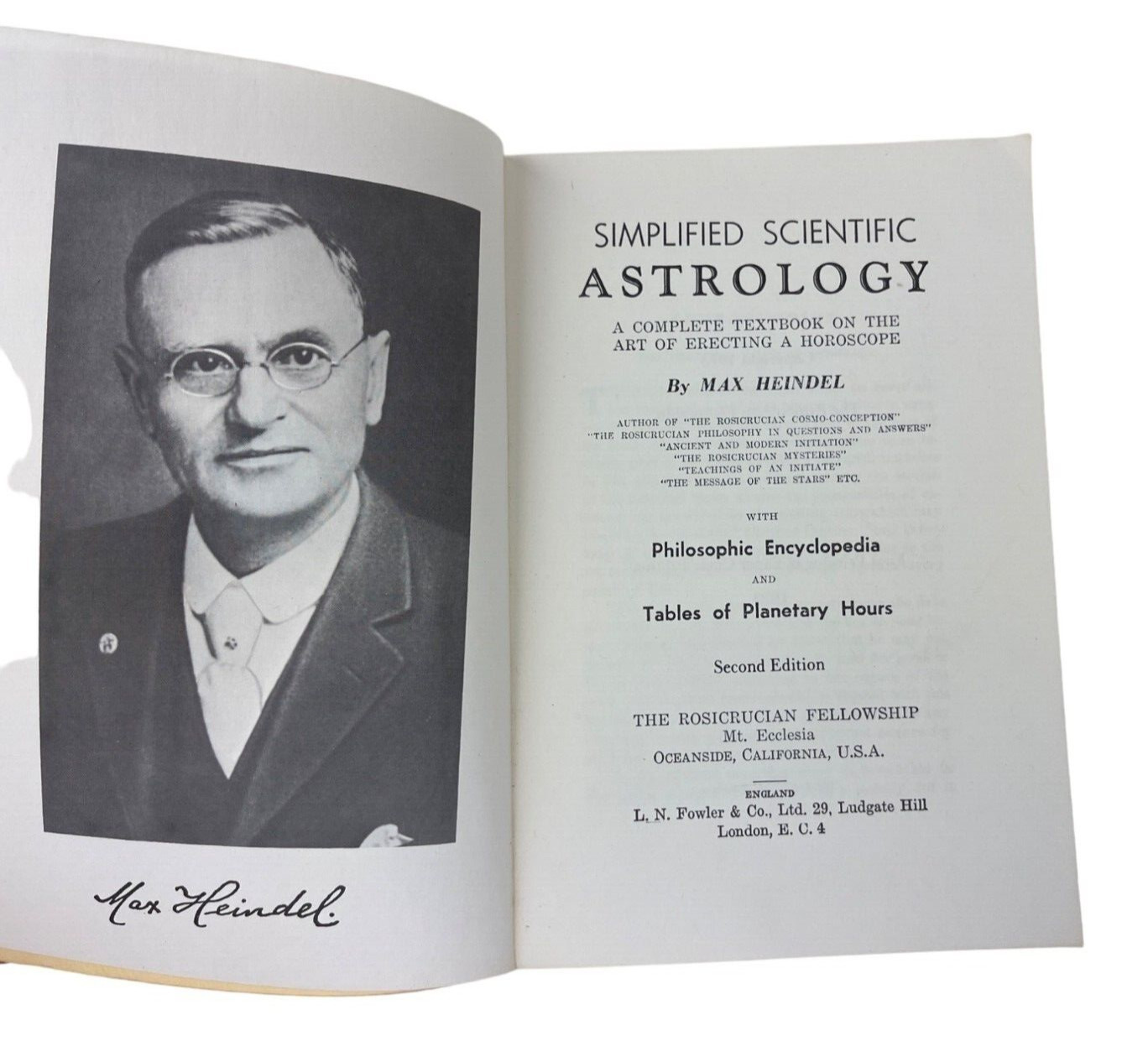 Simplified Scientific Astrology Max Heindel 1973 A Complete Textbook on Art PB