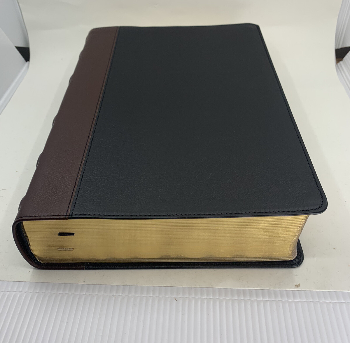 KJV Large Print Study Bible Two-Tone Black/Burgundy Full Grain Leather INDEX 11P