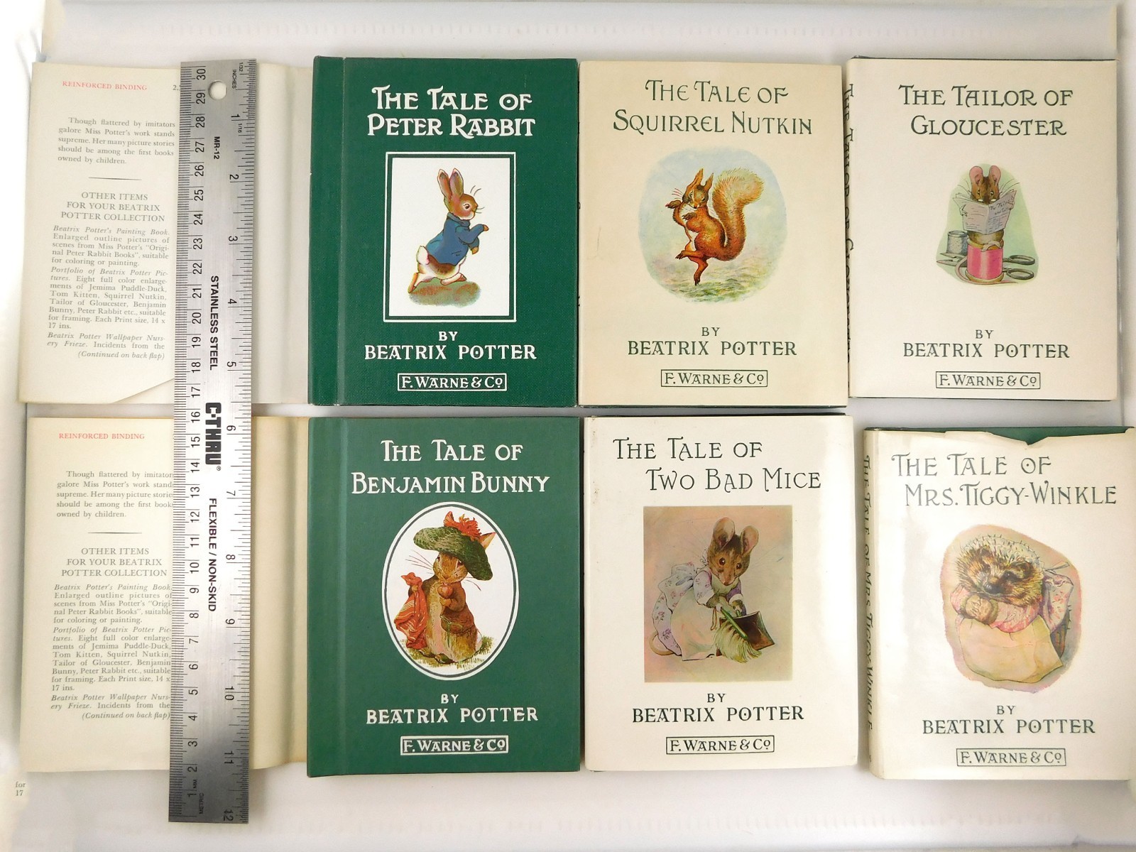 Peter Rabbit Library Editions, Beatrix Potter, Books 1 – 6 Hardcover Warne 1976