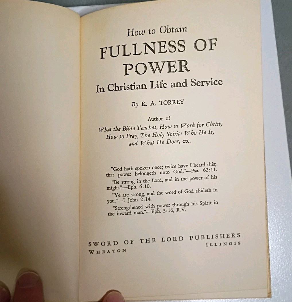 Vintage 1950s R.A. Torrey How to Obtain Fullness of Power Christian Book PB