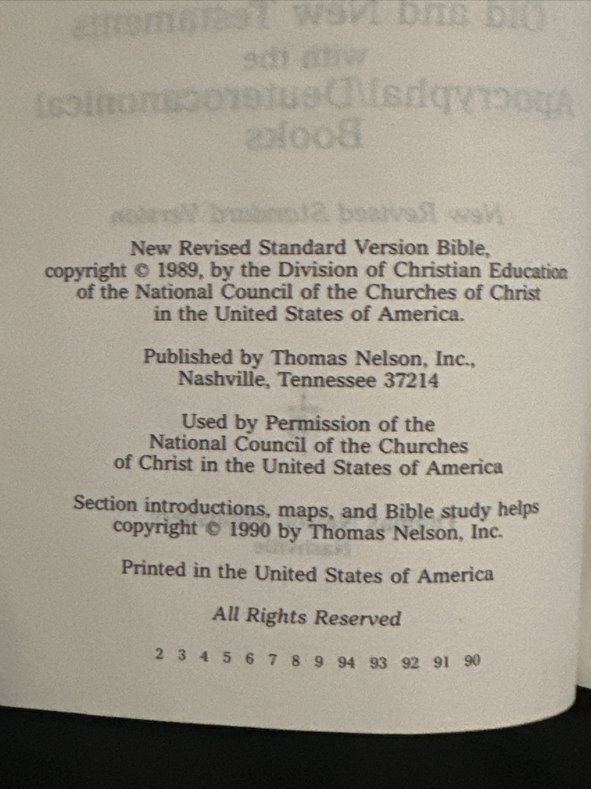 The New Revised Standard Version Holy Bible Thomas Nelson Publishers 1989