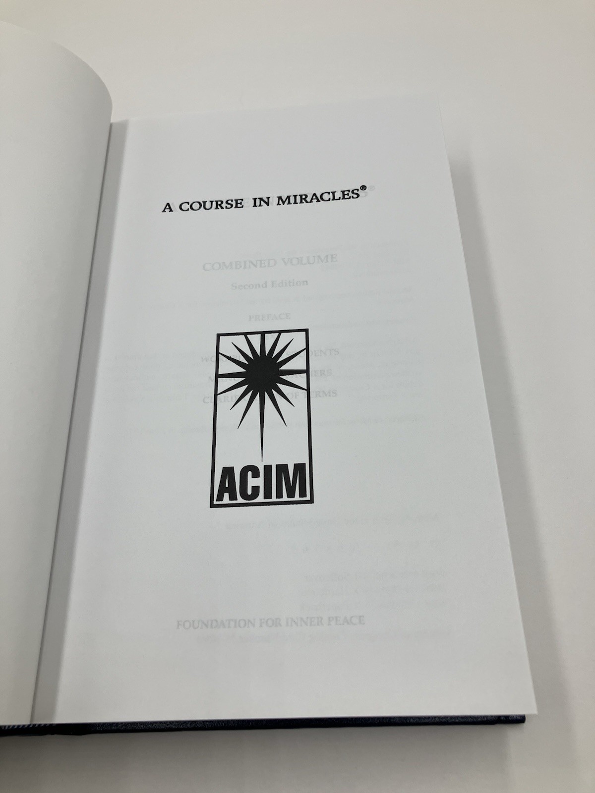 A Course in Miracles Workbook Manual Foundation for Inner Peace HC Theology