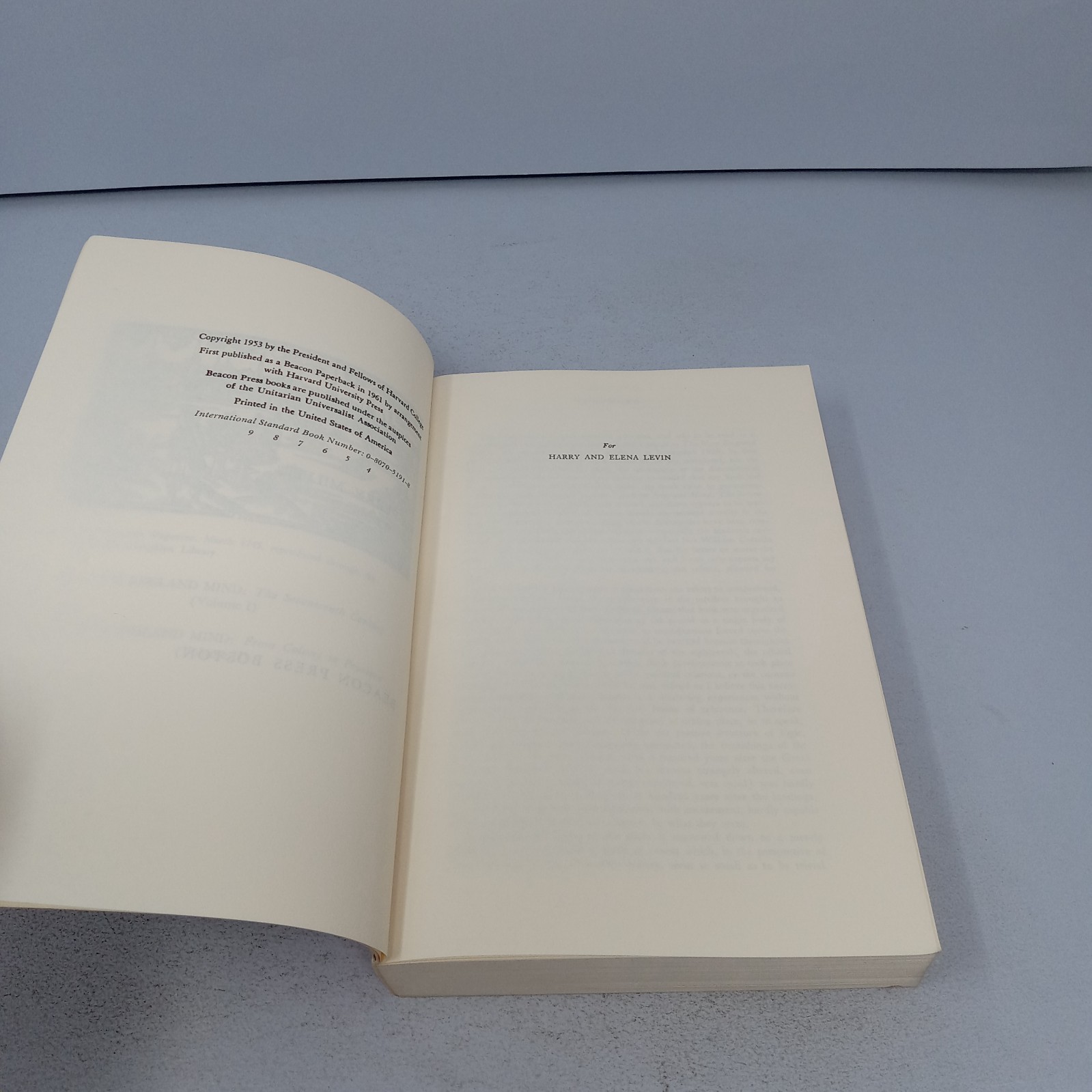 The New England Mind: From Colony to Province 1961 Beacon Press PB Perry Miller