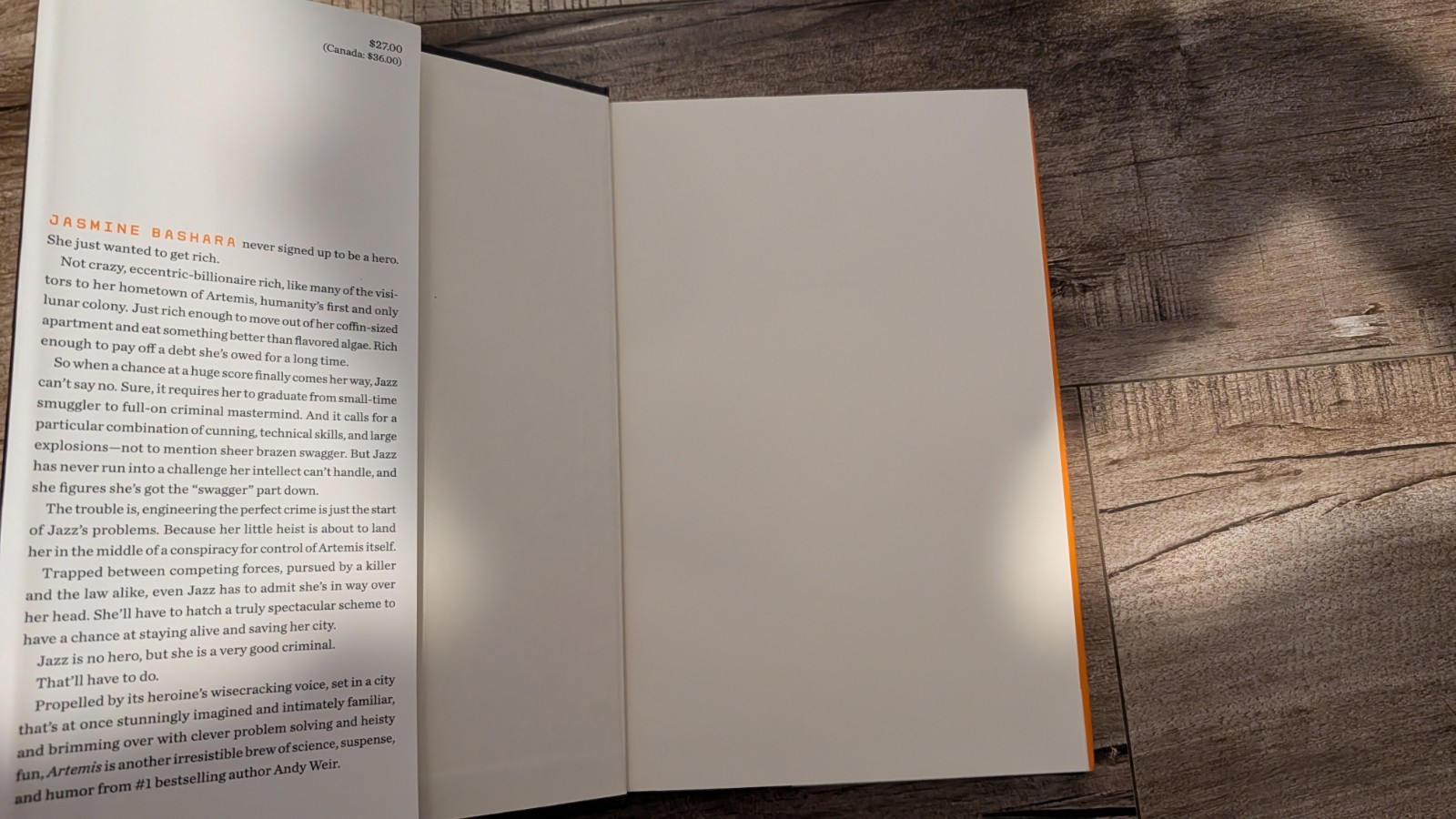 Artemis Andy Weir 2017, Hardcover First Edition/Print, 1st/1st VG HCDJ