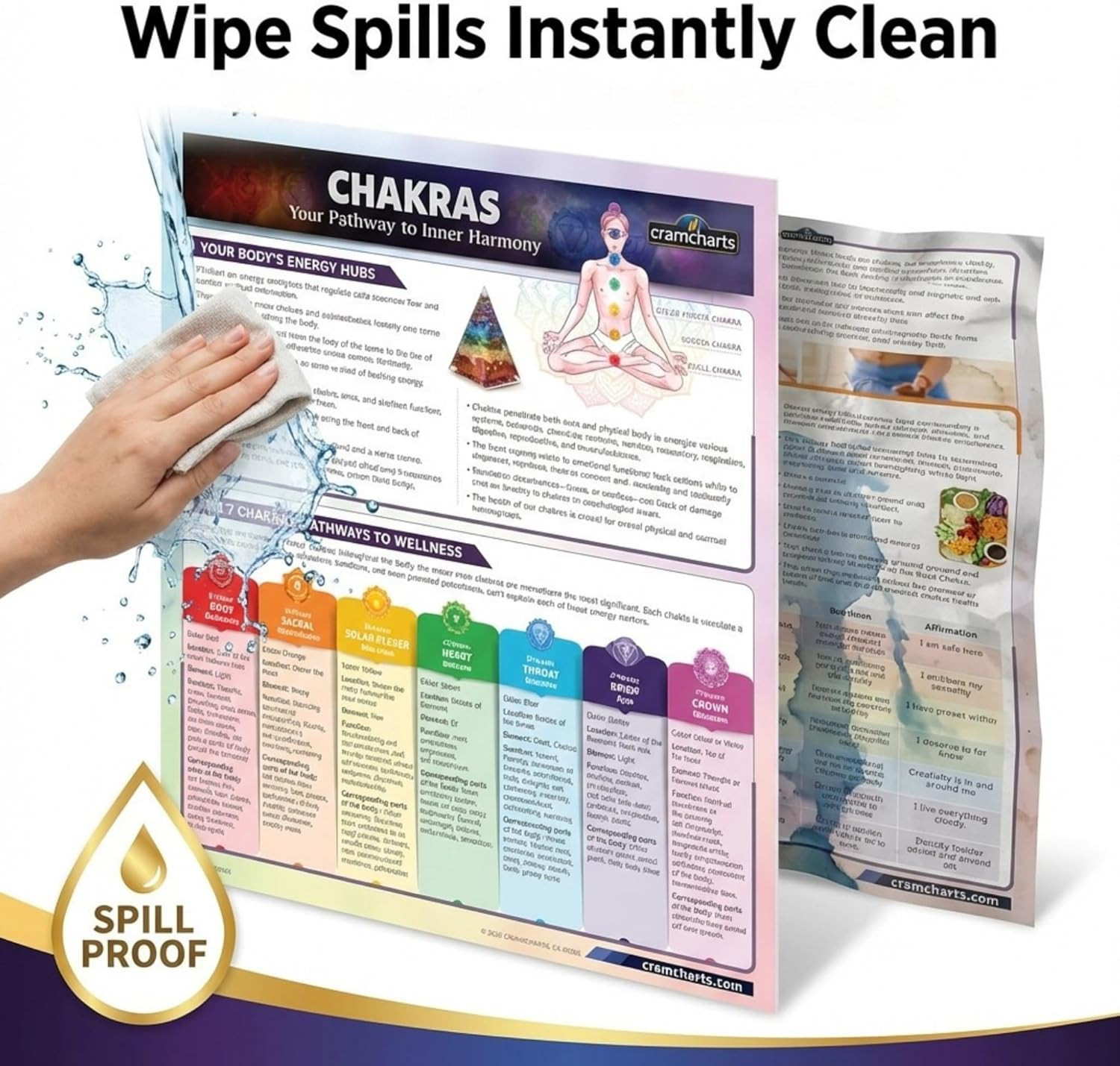 Chakras – 4-Page Laminated Quick Reference Guide for the 7 Chakra System, Energy