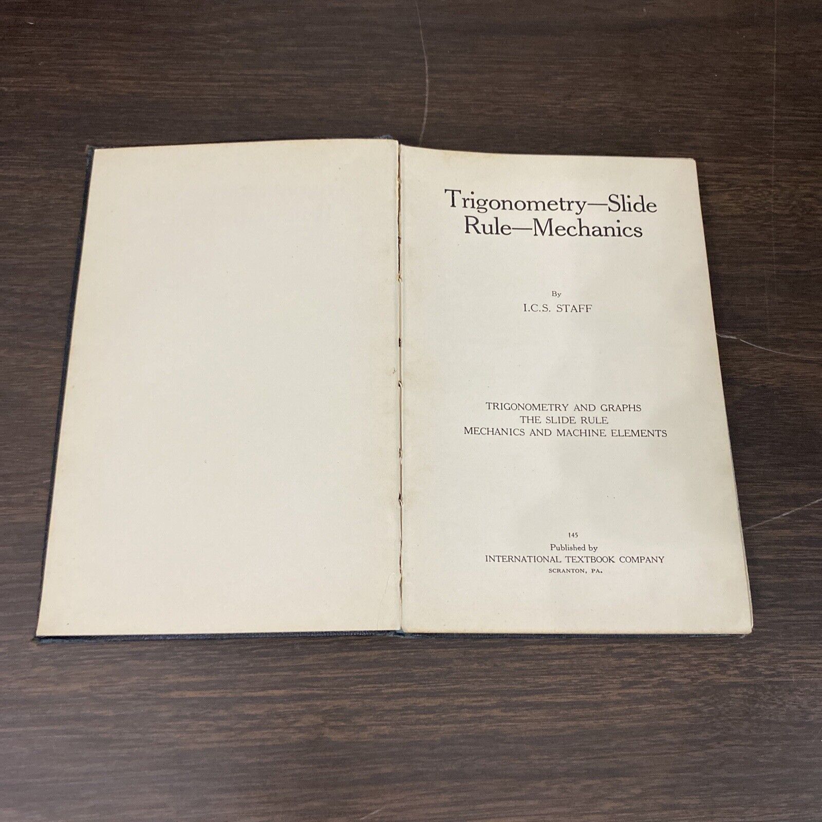 Trigonometry Slide Rule Mechanics 145B International Textbook Co. ICS Staff 1939