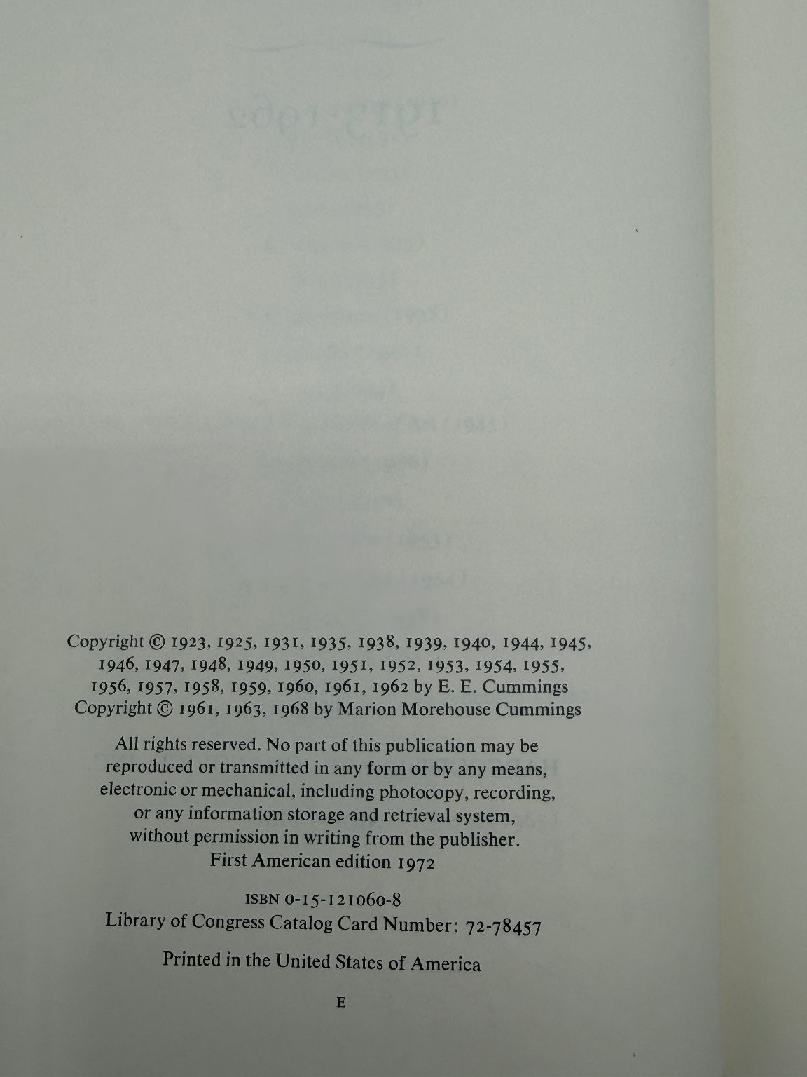 Complete Poems 1913-1962 E. E. Cummings 1972 First American Edition Harcourt