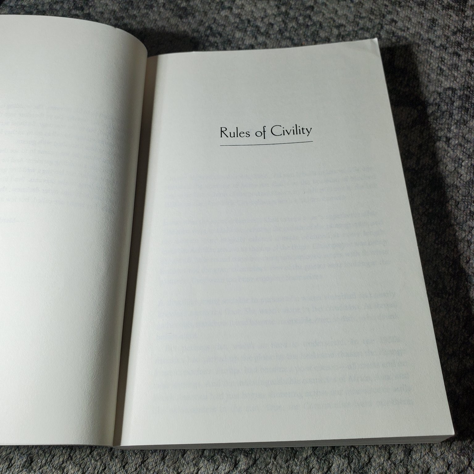 Rules of Civility Amor Towles 2011 Fiction Novel Trade Paperback Book