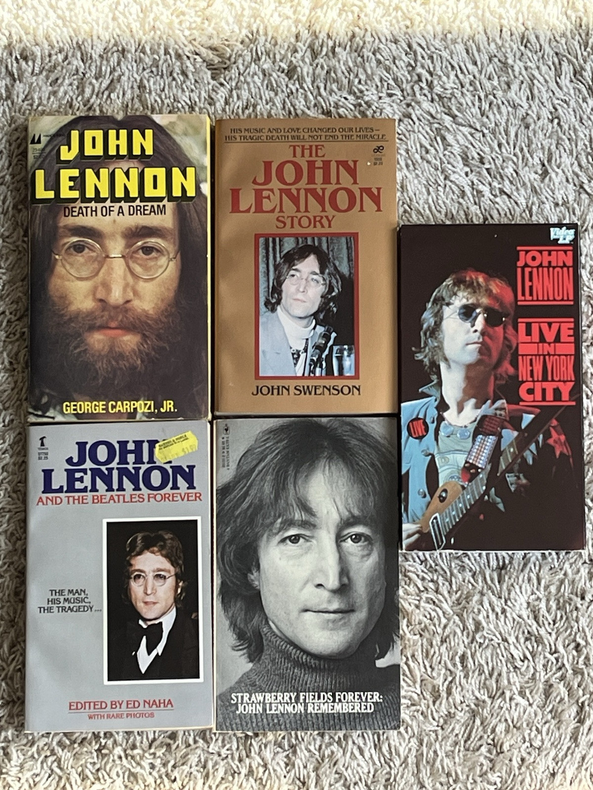 John Lennon Of The Beatles Book Lot Plus VHS Tape