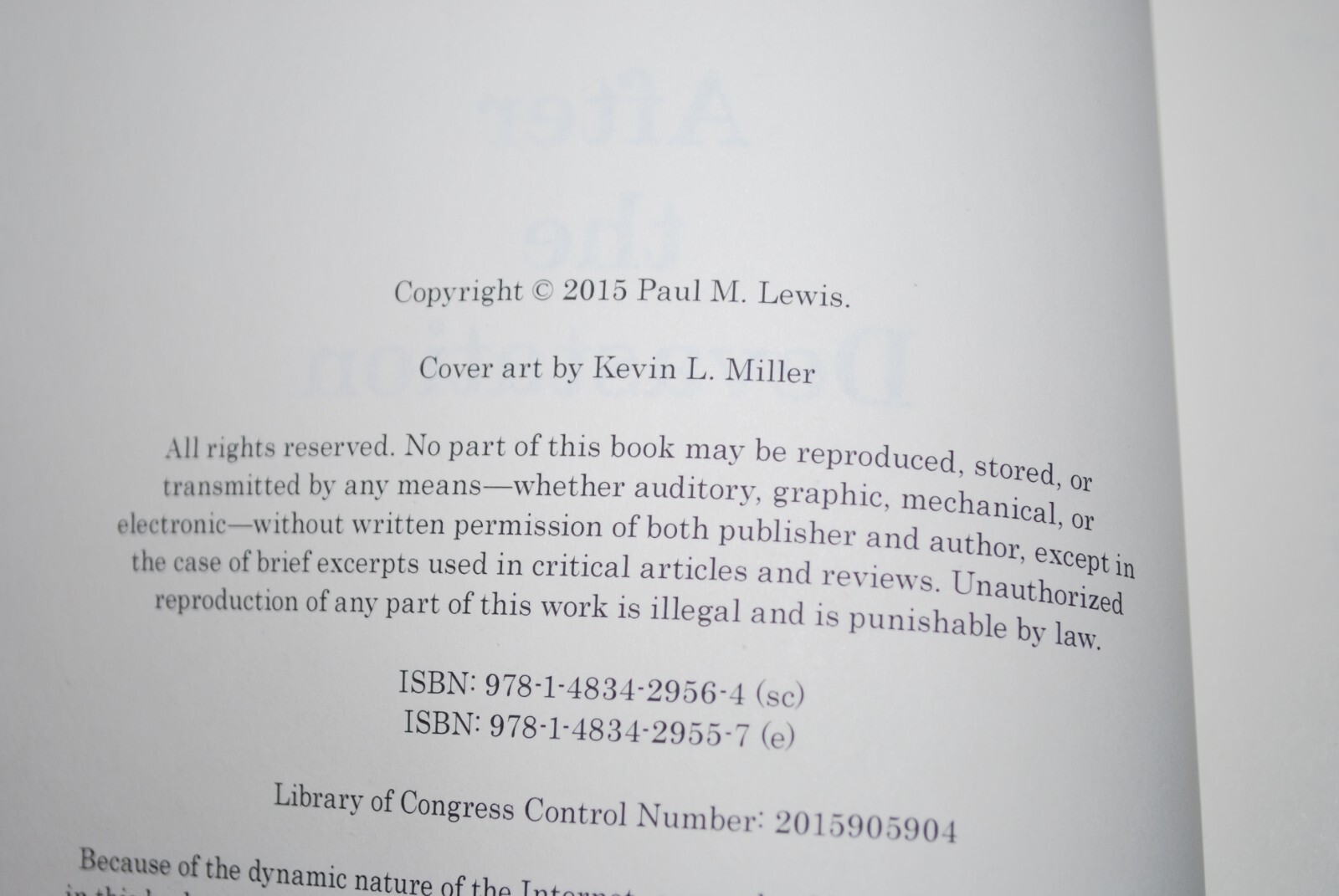 AFTER THE DEVASTATION by Paul M. Lewis – 328 pages Paperback – Very Good