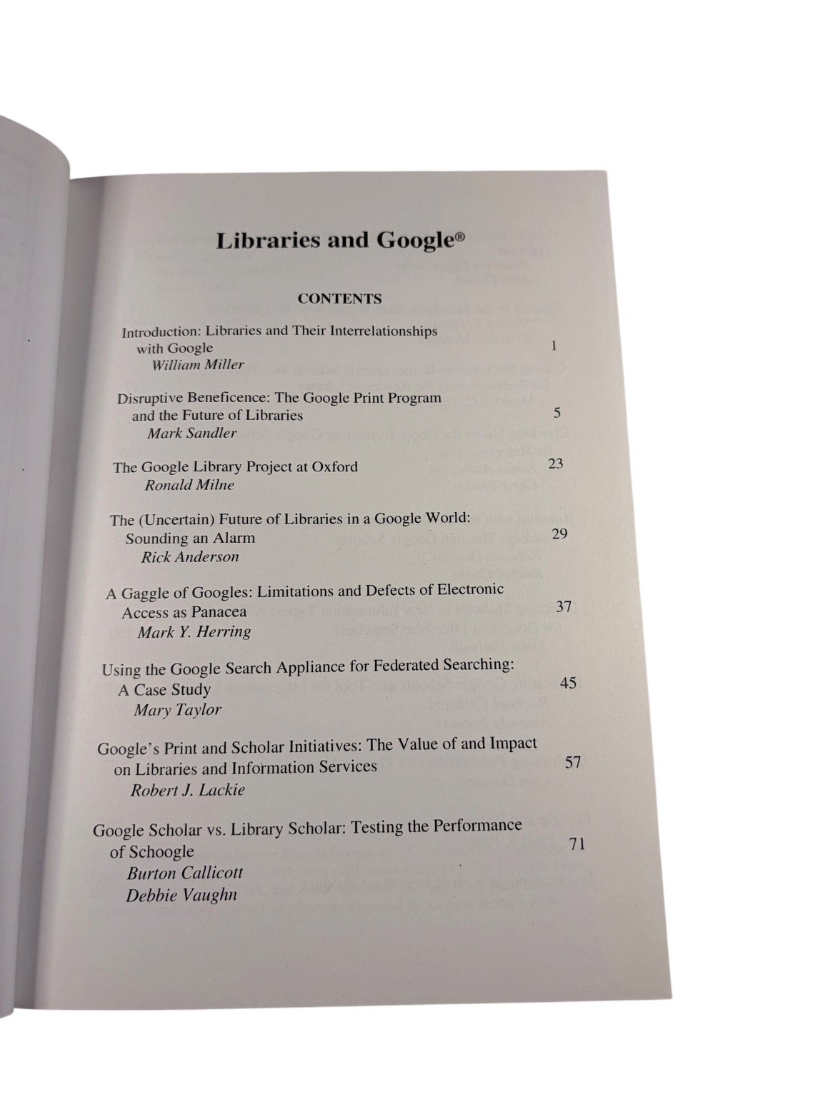 Libraries and Google Miller Pellen 2006 Information Science Haworth Press