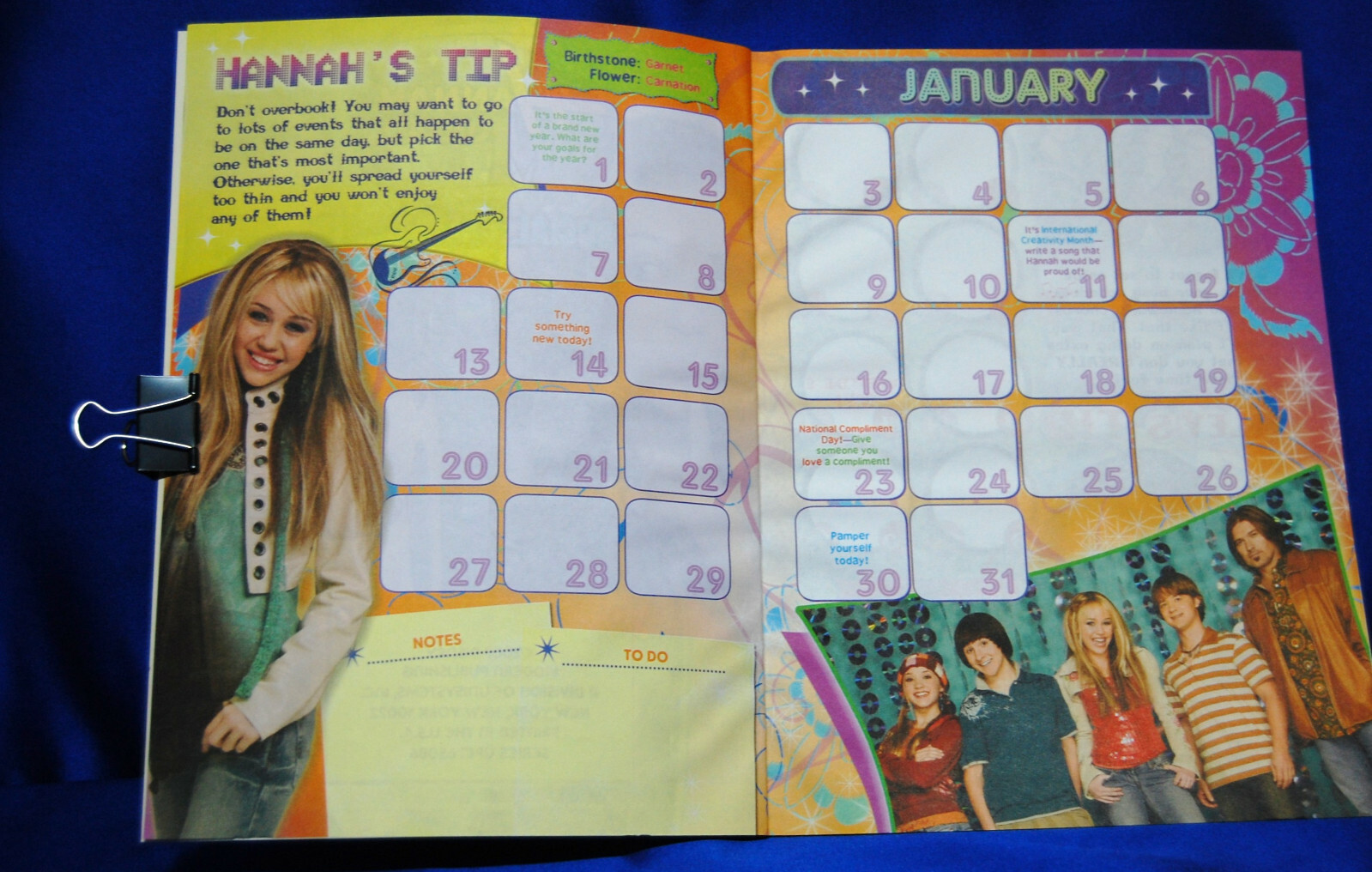 Hannah Montana Social CALENDAR 30 Pages Paperback Press outs Stickers Jan – Dec