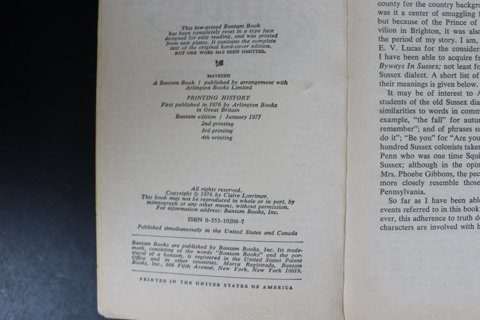 Maureen Claire Lorrimer 1977 Bantam Edition Romantic Adventure Novel PB