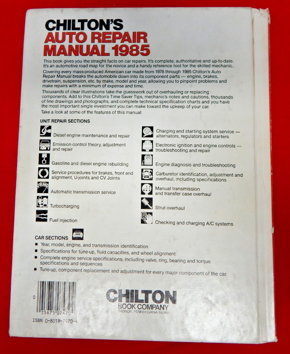 Chilton’s Car Repair Auto Manual 1978 to 1985