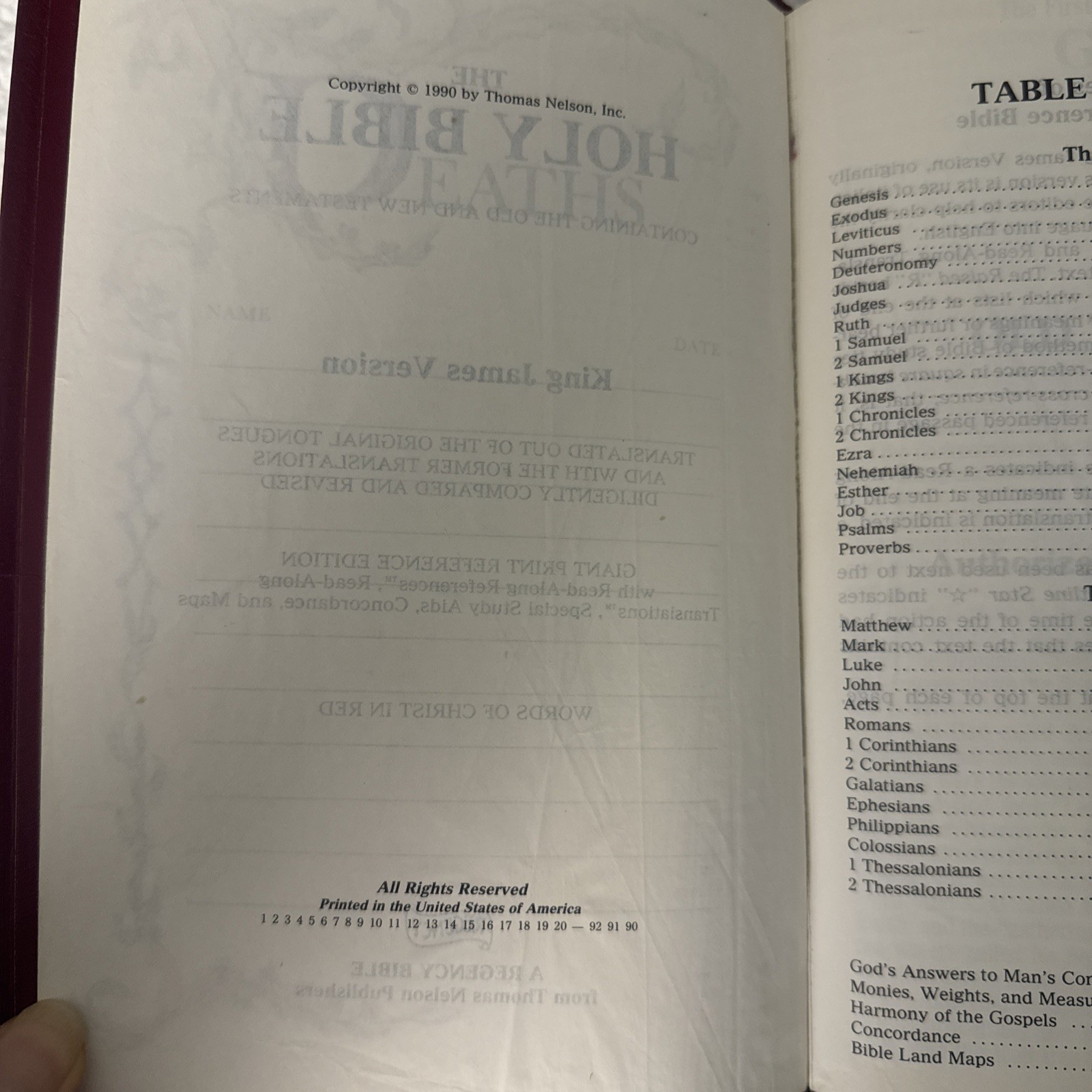 Holy Bible KJV Giant Print Concordance Regency 883CPL Burgundy 1990 Red Letter
