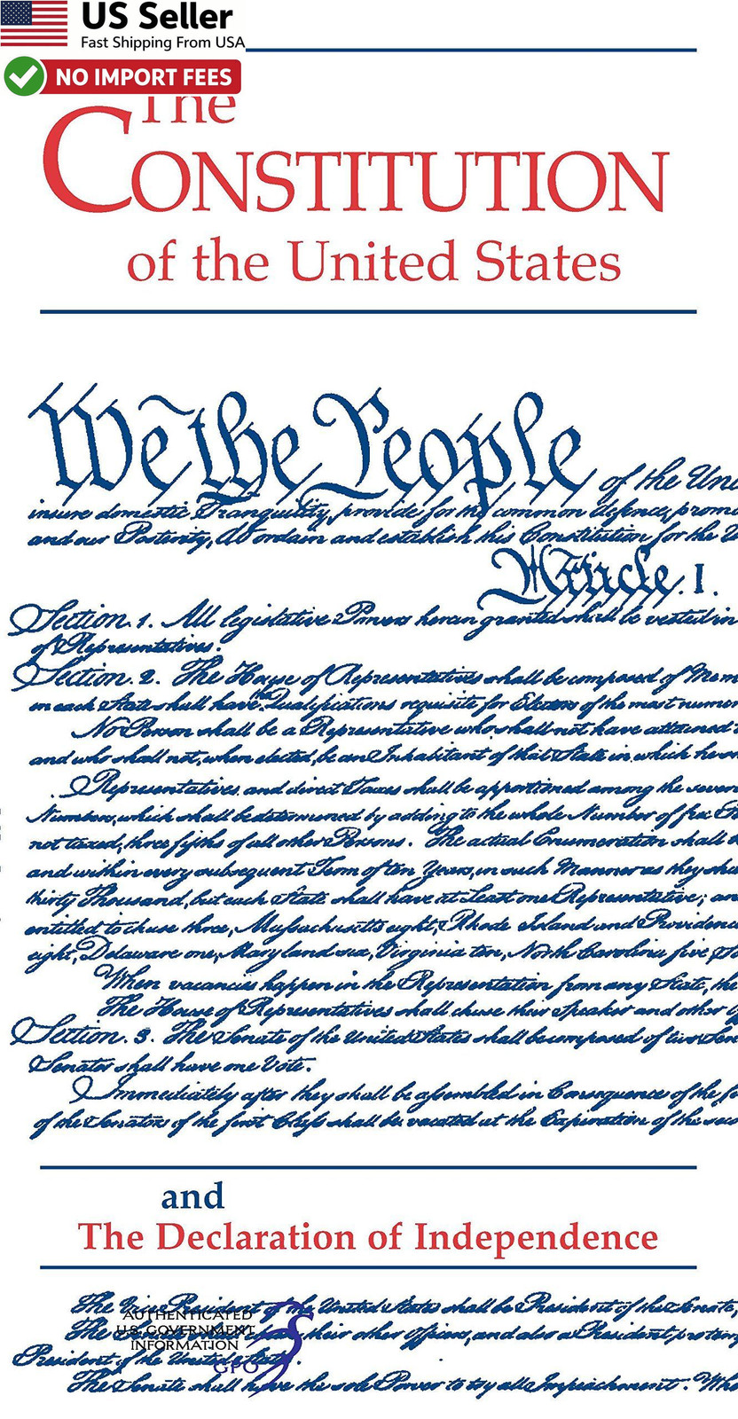 Constitution of the United States Declaration of Independence Pocket Edition