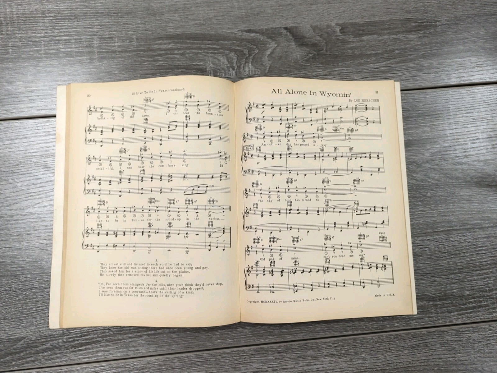 The Big Round Up of Cowboy Songs Amsco Music Sales Company 1934 Vintage