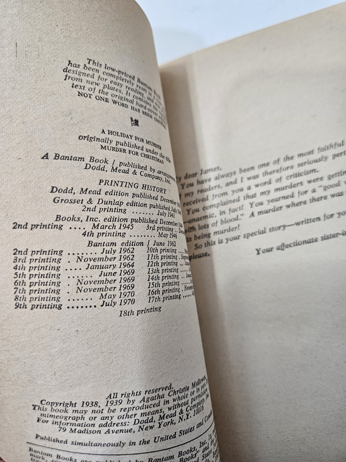 AGATHA CHRISTIE A Holiday For Murder 1976 1st Bantam PB 18th Printing Very Good!