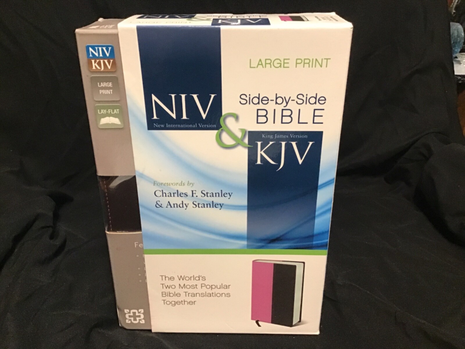 NIV & KJV Side-By-Side Bible Large Print Orchid/Chocolate Italian Duo-Tone