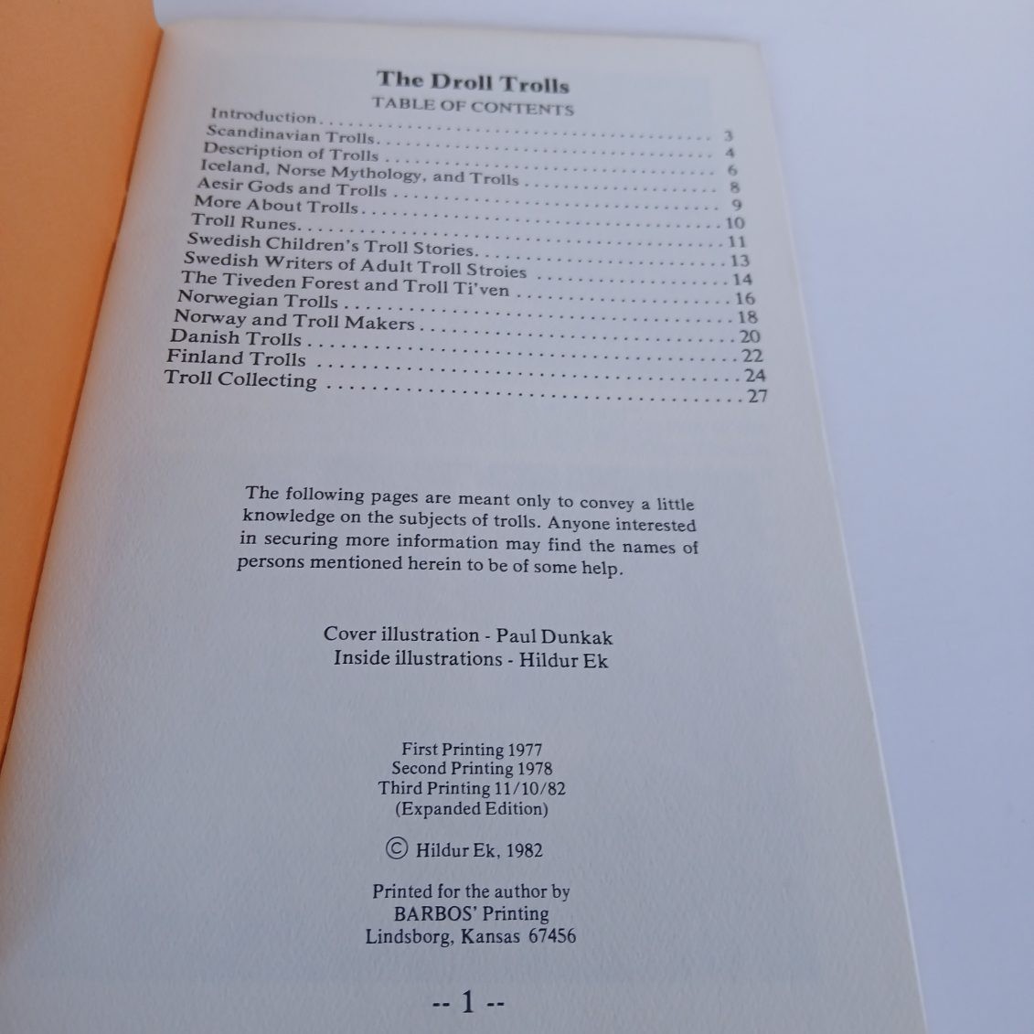 The Droll Trolls By Hildur Ek 1982 Booklet 32 Pages Troll Knowledge And Stories