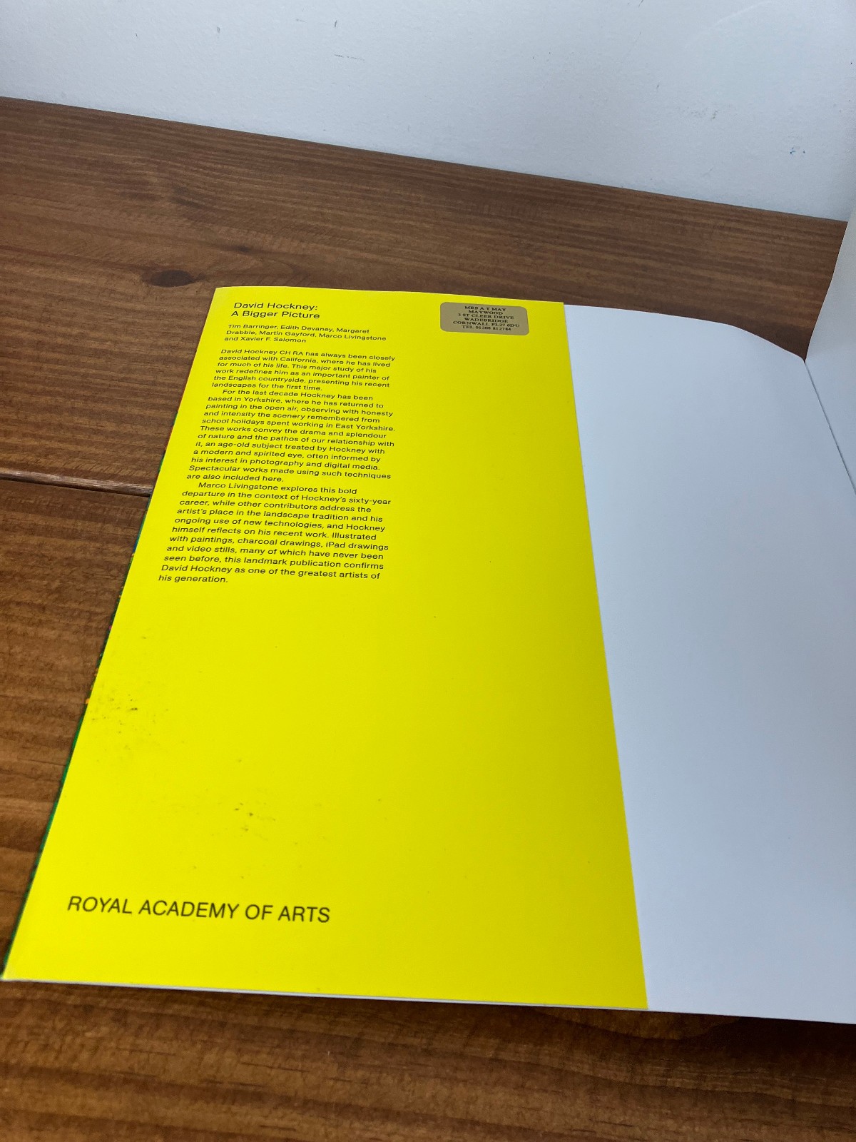 David Hockney – A Bigger Picture , Royal Academy of Arts Large Softcover Book