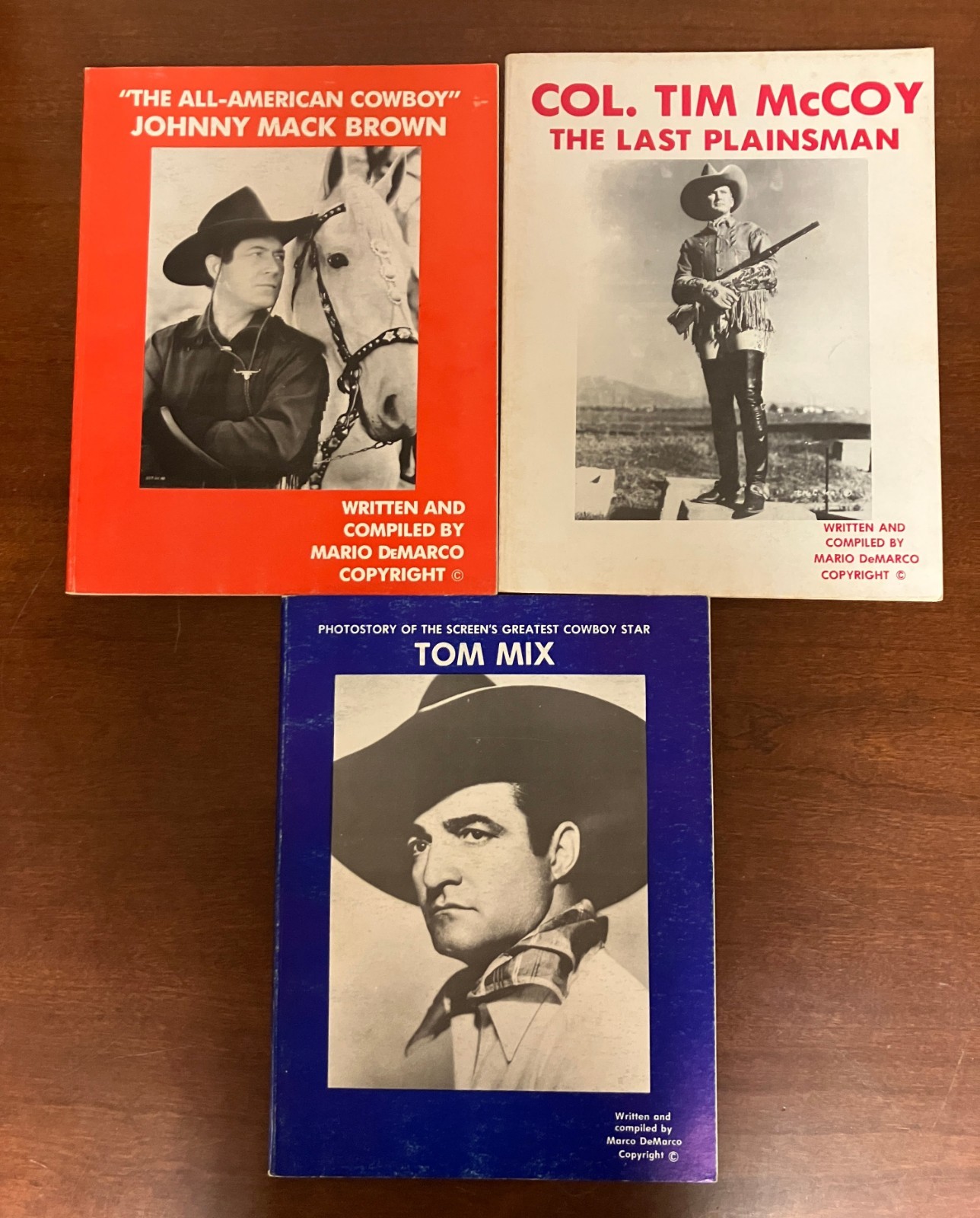 LOT OF 3 BOOKS Marco DeMarco Photostory PBs Johnny Mack Brown Tim McCoy Tom Mix
