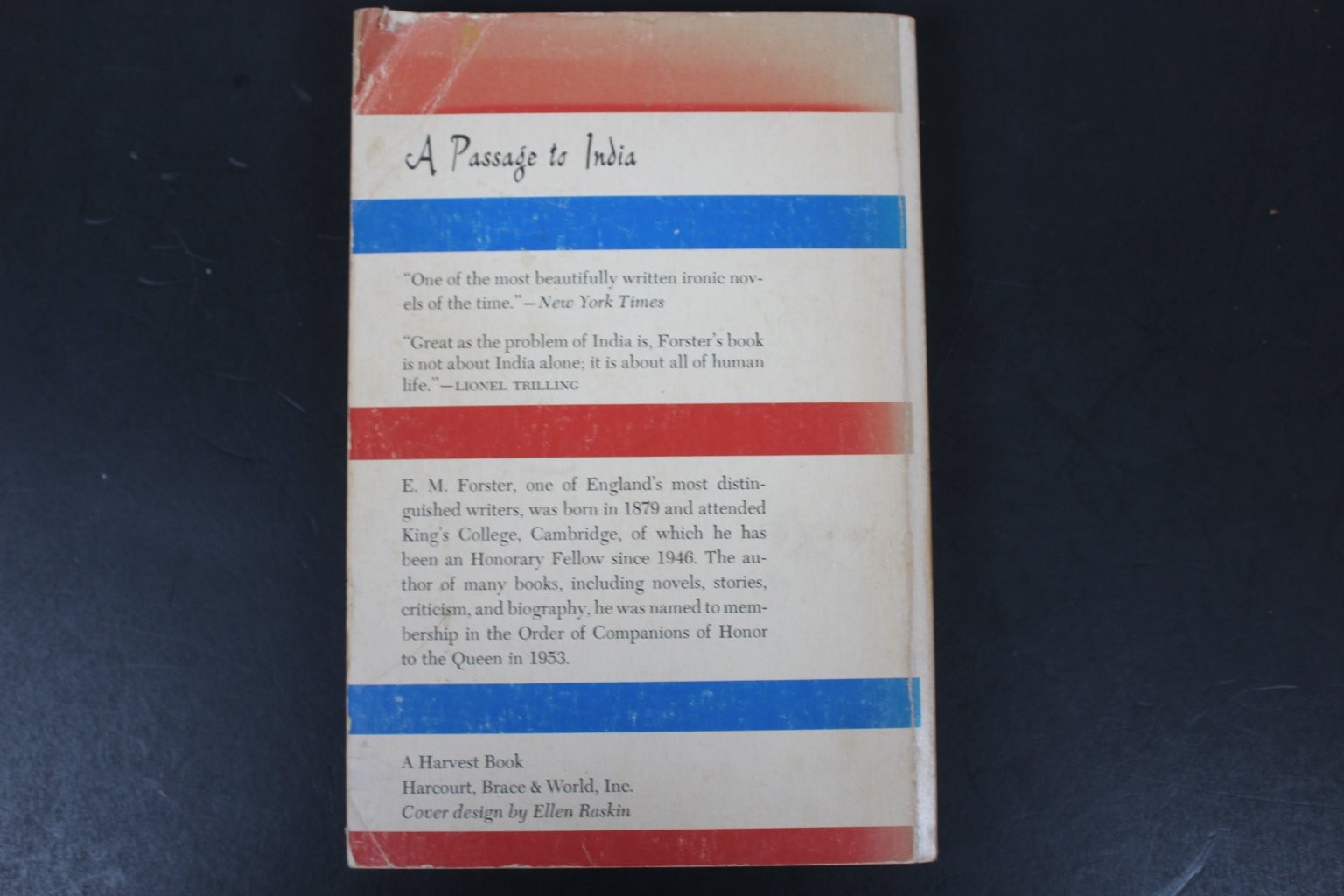 A Passage to India E. M. Forster 1968 Harvest Book Classic Novel Harcourt PB