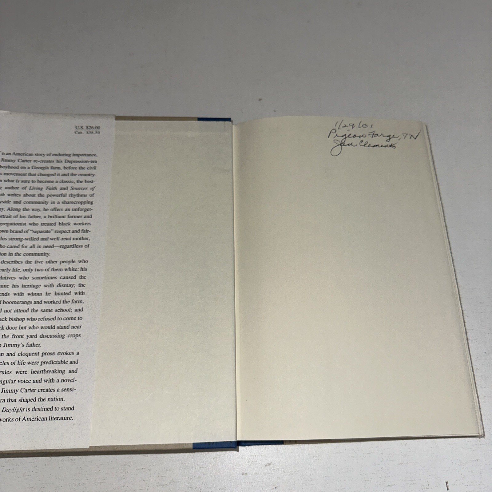 JIMMY CARTER Autographed Signed Book An Hour Before Daylight President JSA COA