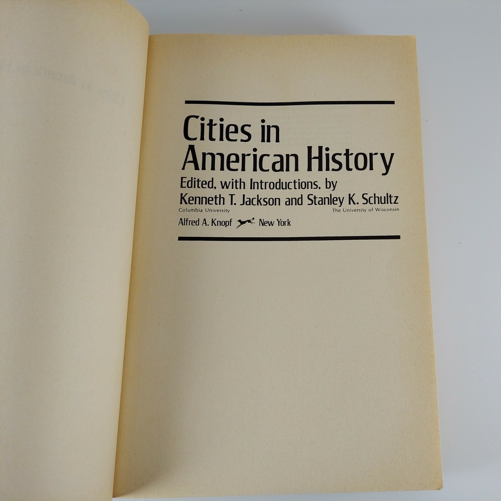 Cities in American History 1st Ed. Kenneth Jackson, Stanley Schultz PB 1972