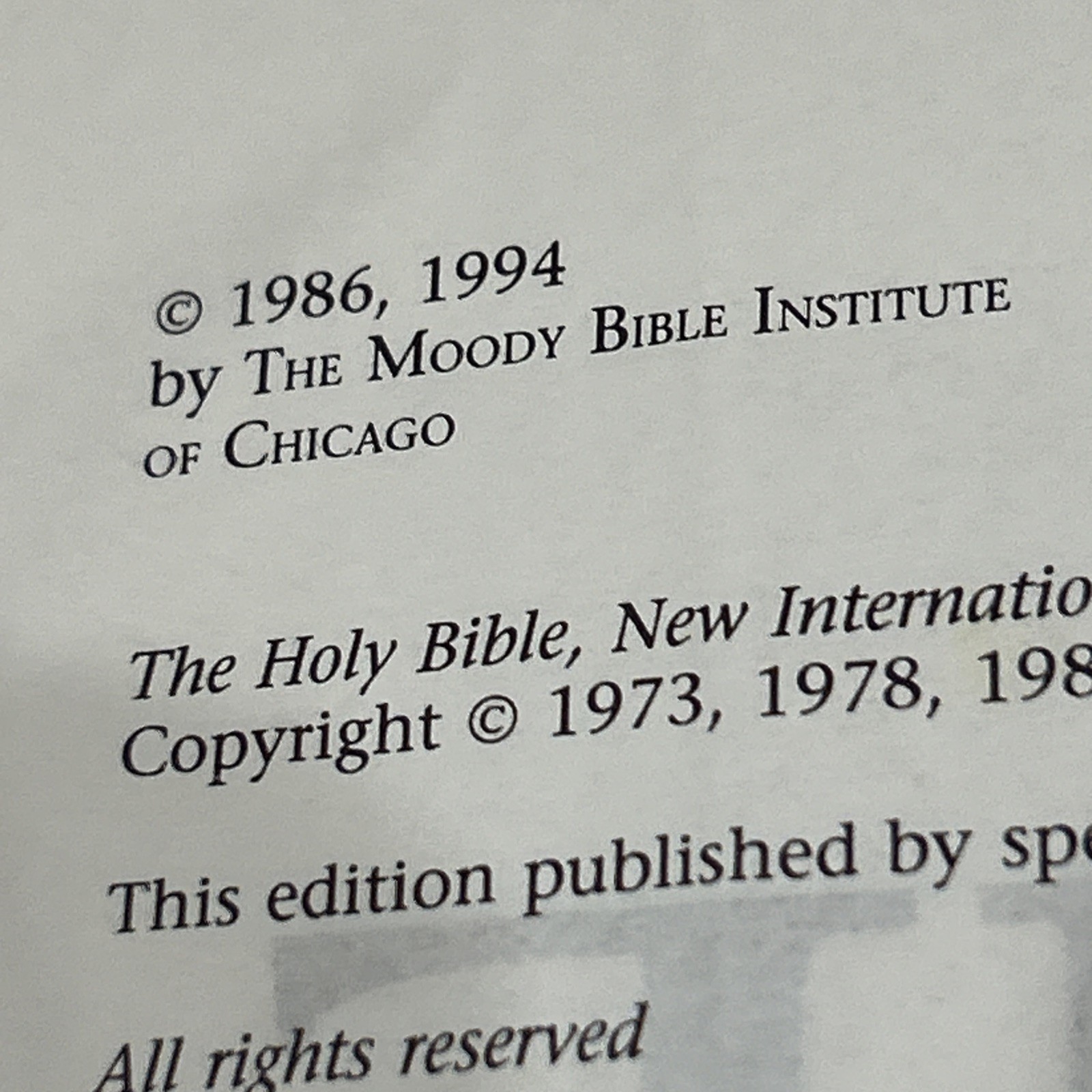 NIV Ryrie Study Bible 1994 Hardcover Text 1986