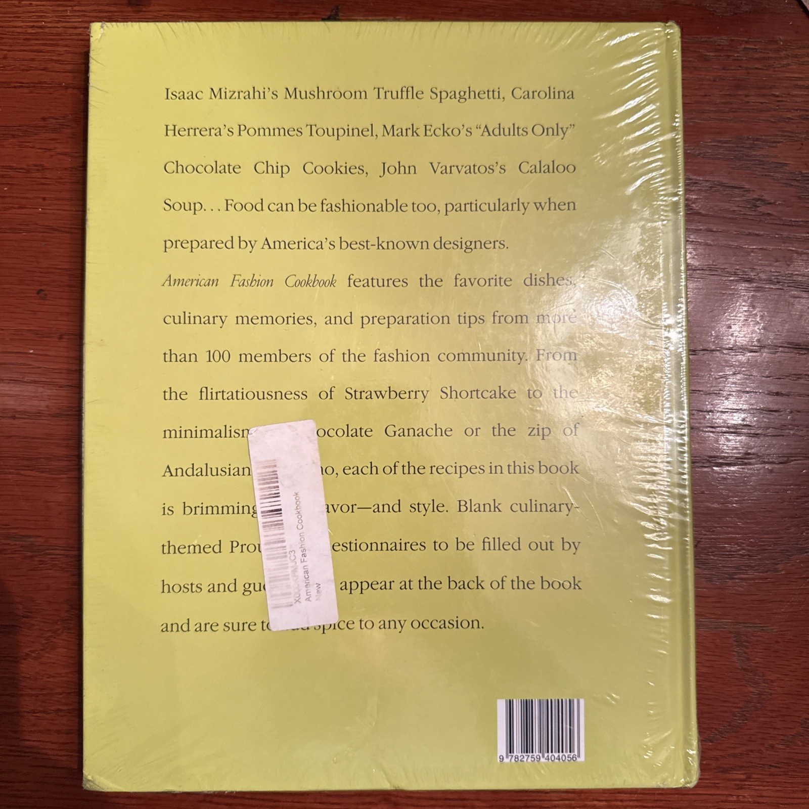 American Fashion Cookbook by Not Available (2009, Hardcover)