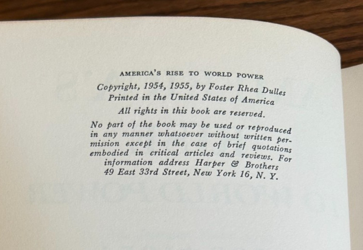 America’s Rise to World Power 1898-1954 by Foster Rhea Dulles HC/DJ 1955