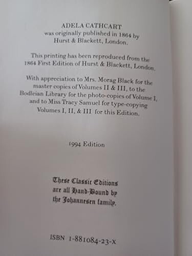 Adela Cathcart – George MacDonald (Johannesen 1994, Hardback)