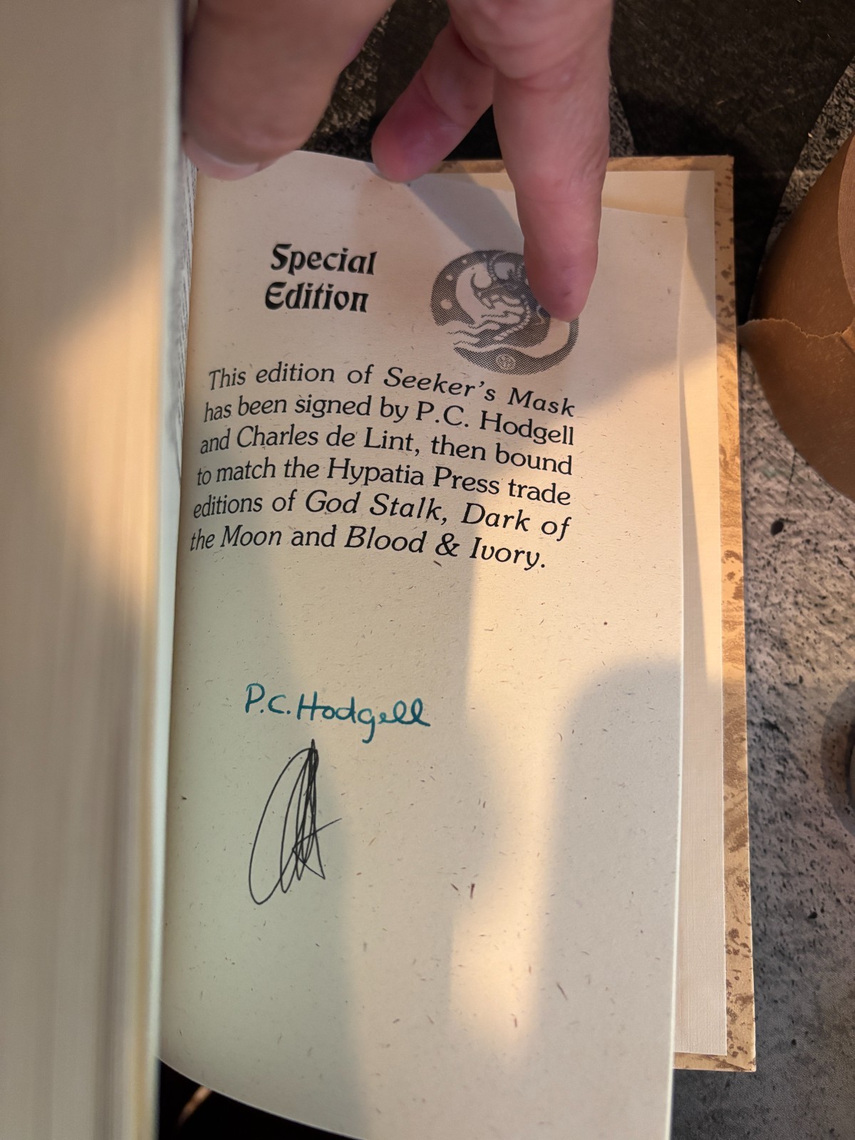 New 1994 Seeker’s Mask Special Edition Signed By P.C. Hodgell & Charles de Lint