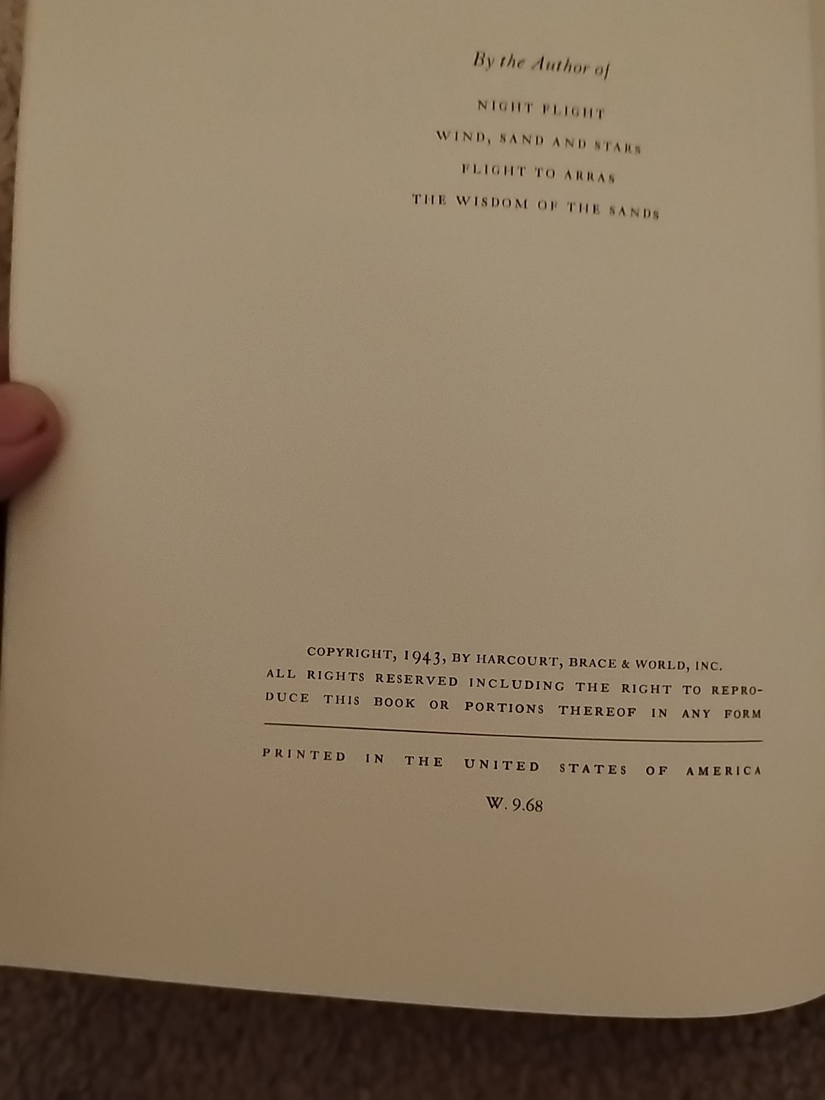 1943, THE LITTLE PRINCE by Antoine De Saint-Exupery, HBw/dj 1st AMERICAN PR, G