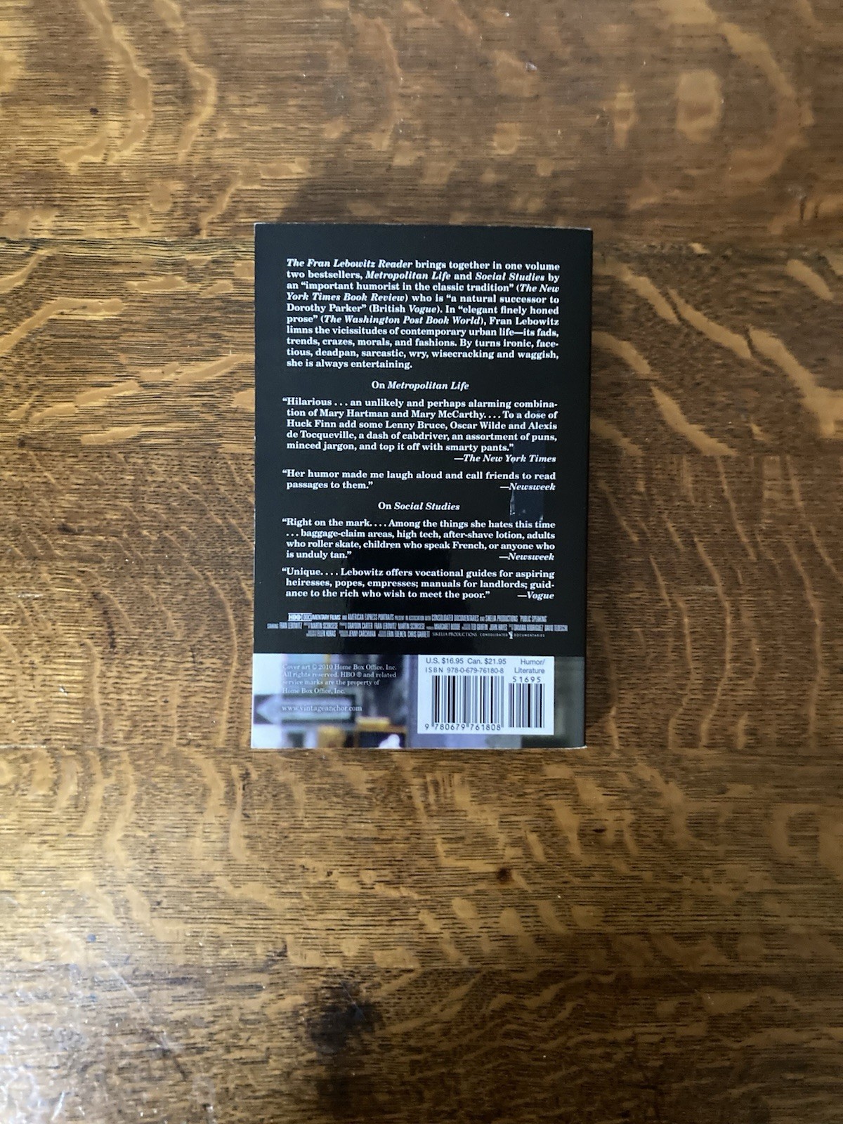 The Fran Lebowitz Reader. Vintage Books Edition. Later printing.