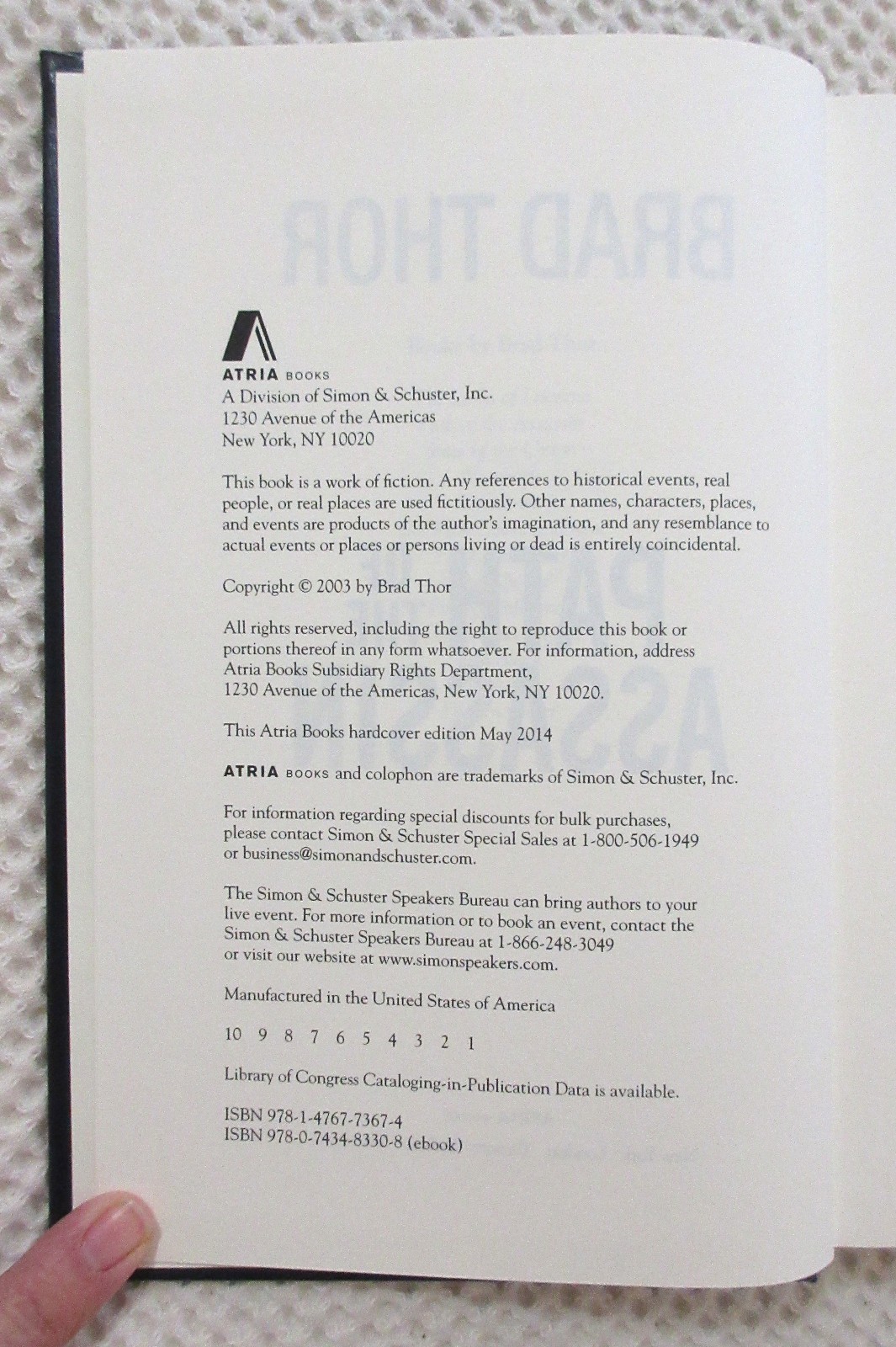 (F) Brad Thor Collector’s Edition #1, Three Books, Atria Hardcover, May 2014