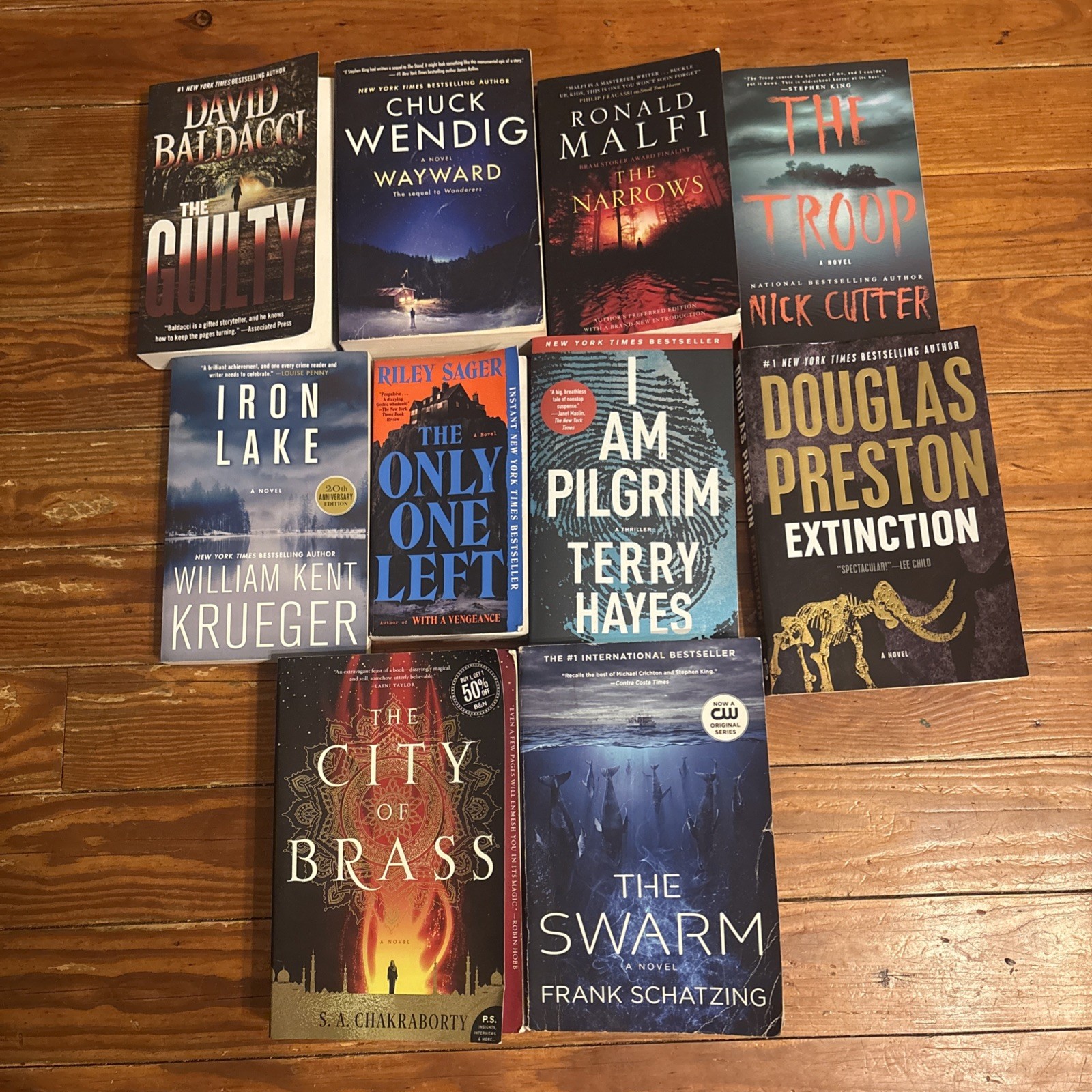 Lot of 10 Bestseller Novels Riley Sager Nick Cutter David Baldacci Thriller Book