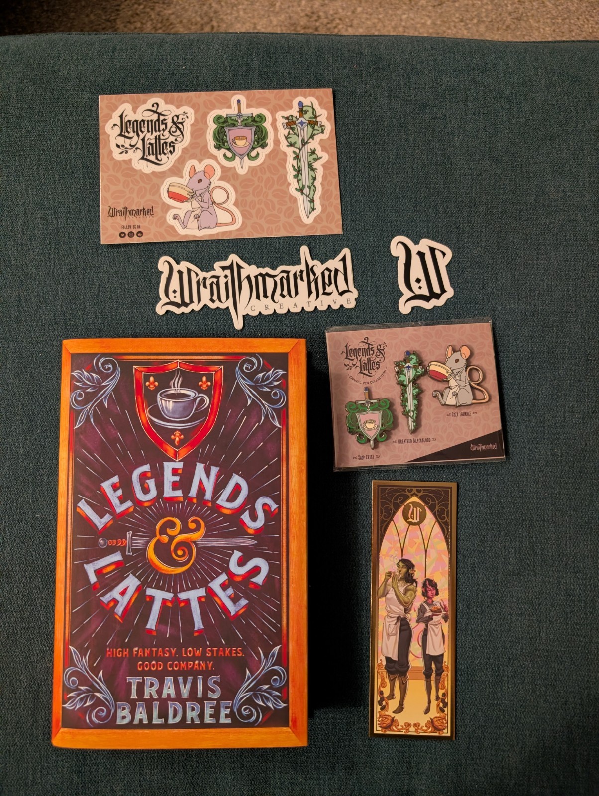 Legends & Lattes Set – Book, Signed Bookmark, Pin Set, Stickers