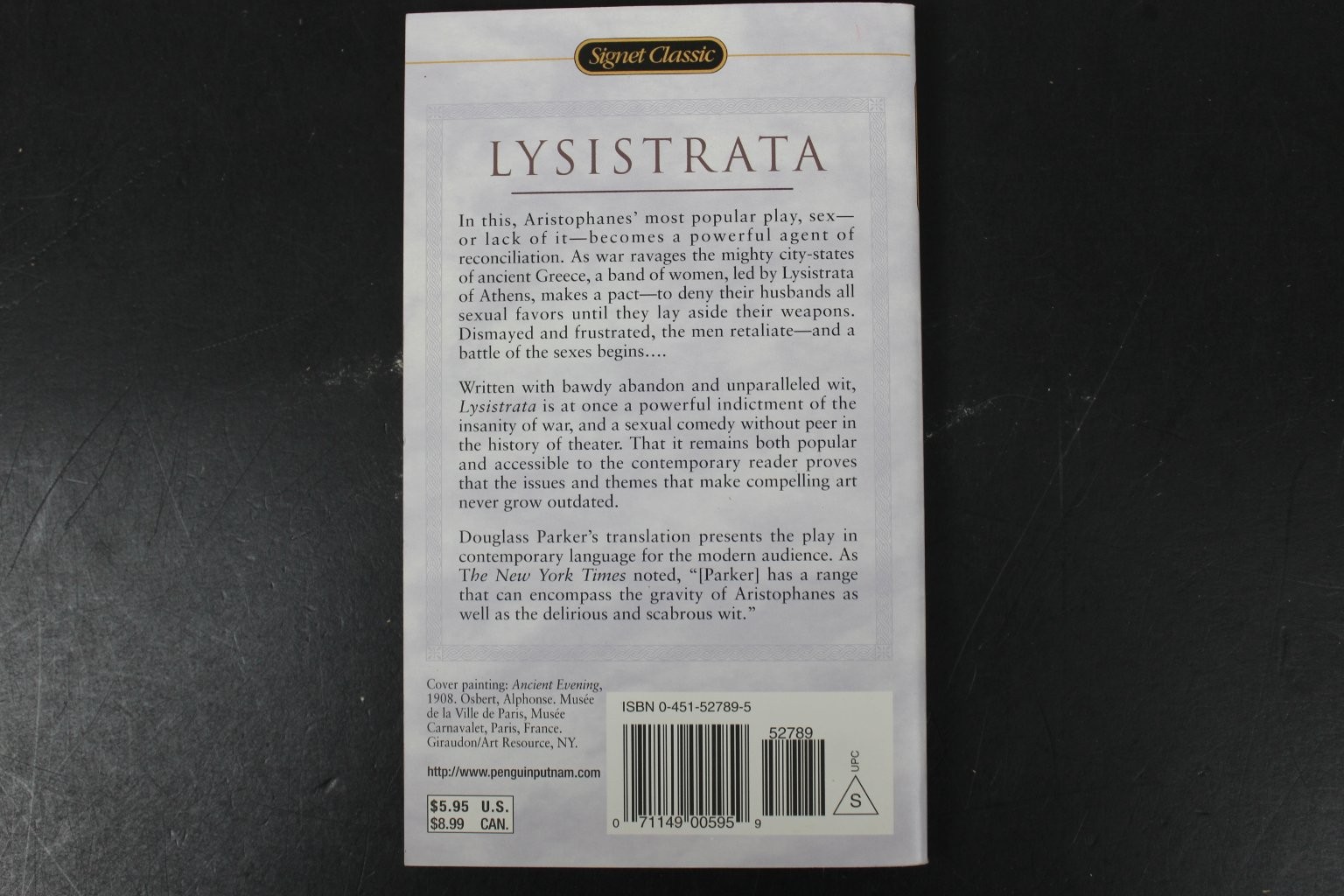 Lysistrata Aristophanes 2001 Signet Classic Modern Translation Paperback PB VG