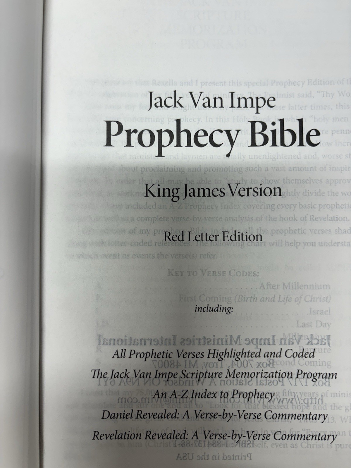 Jack Van Impe Prophecy Bible Special Limited Edition Red Letter KJV