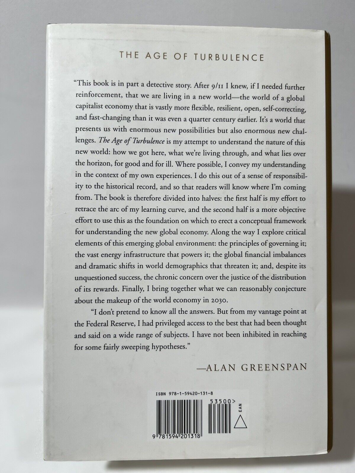 Alan Greenspan The Age of Turbulence Hardcover Book 2007 Economic Insights Polic