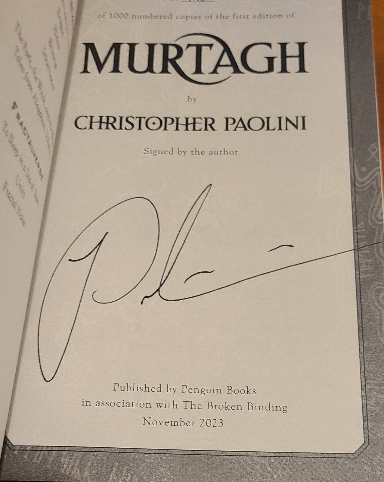 SIGNED Murtagh + The Inheritance Cycle – The Broken Binding