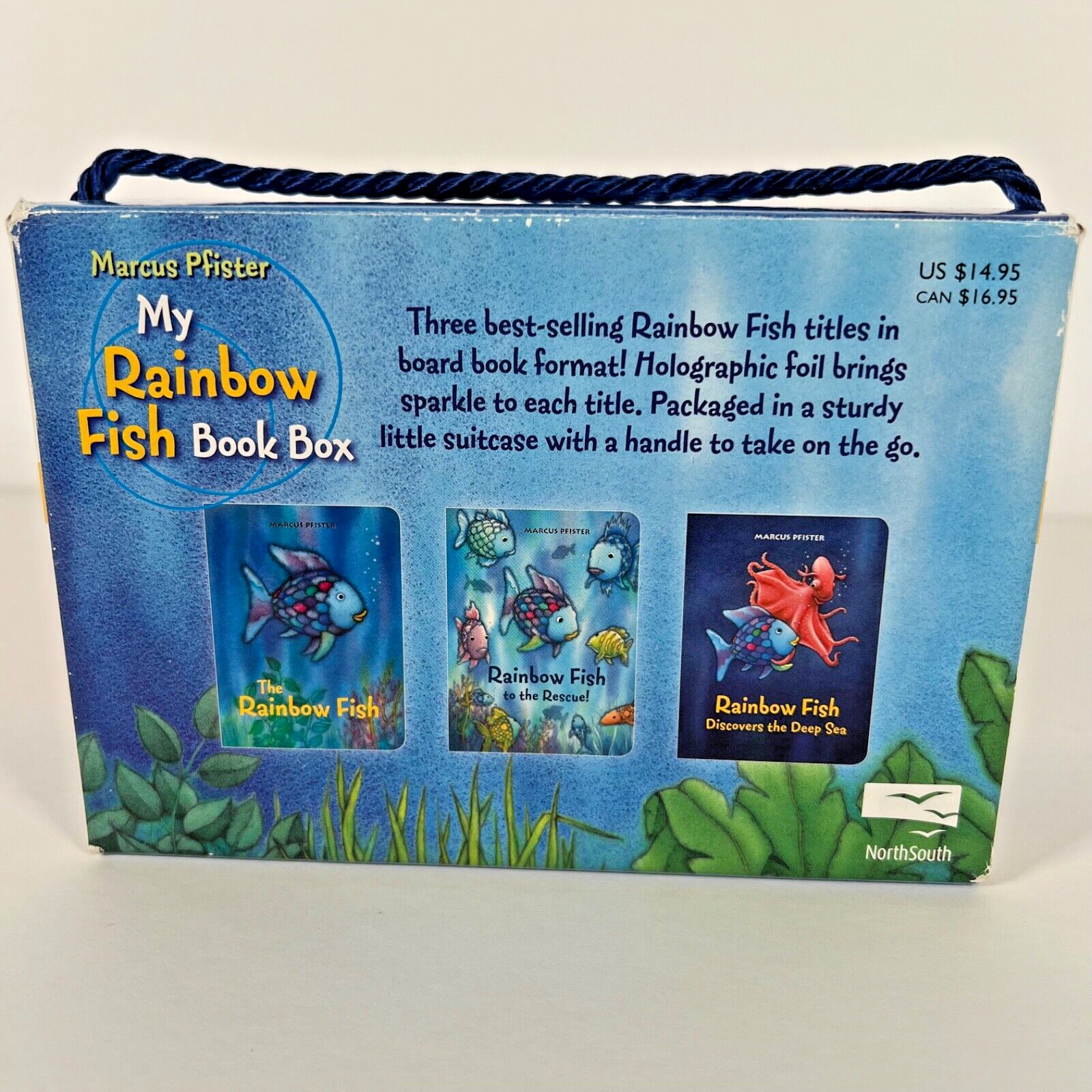My Rainbow Fish Book Box Marcus Pfister 3 Board Books in “Suitcase” Box w Handle