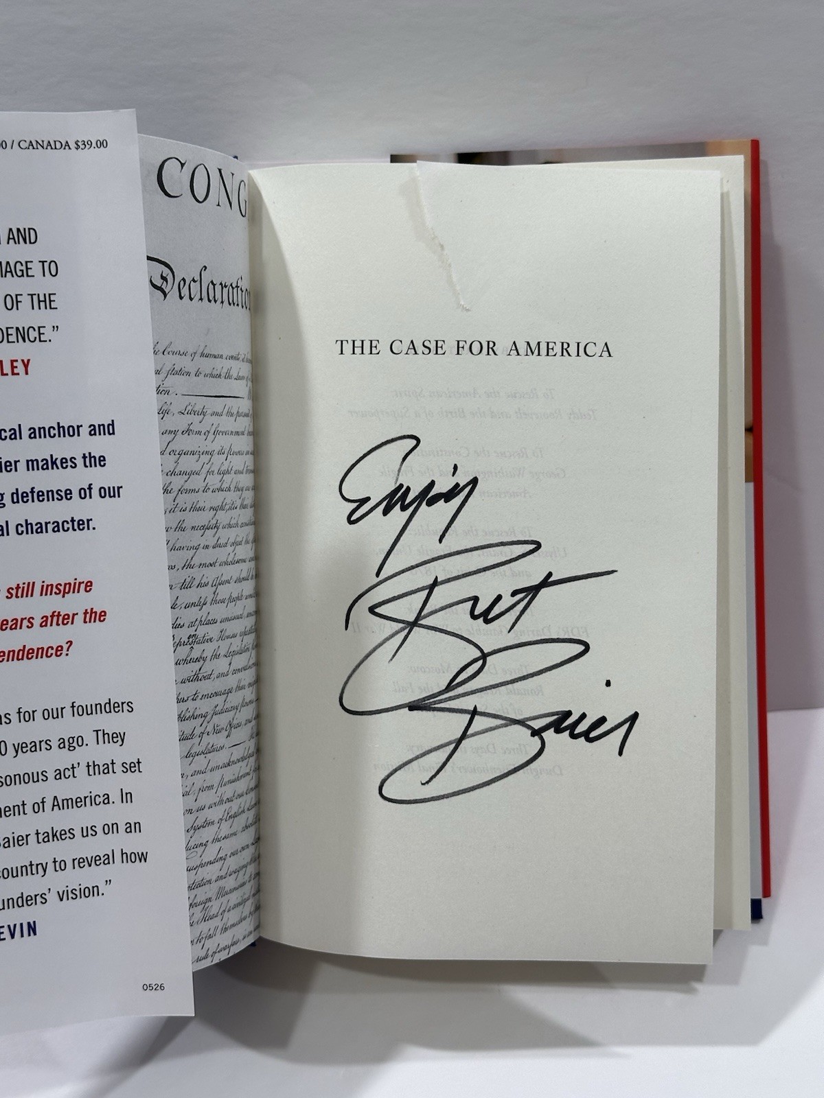 Bret Baier The Case for America – hardcover ( Signed) see description ￼