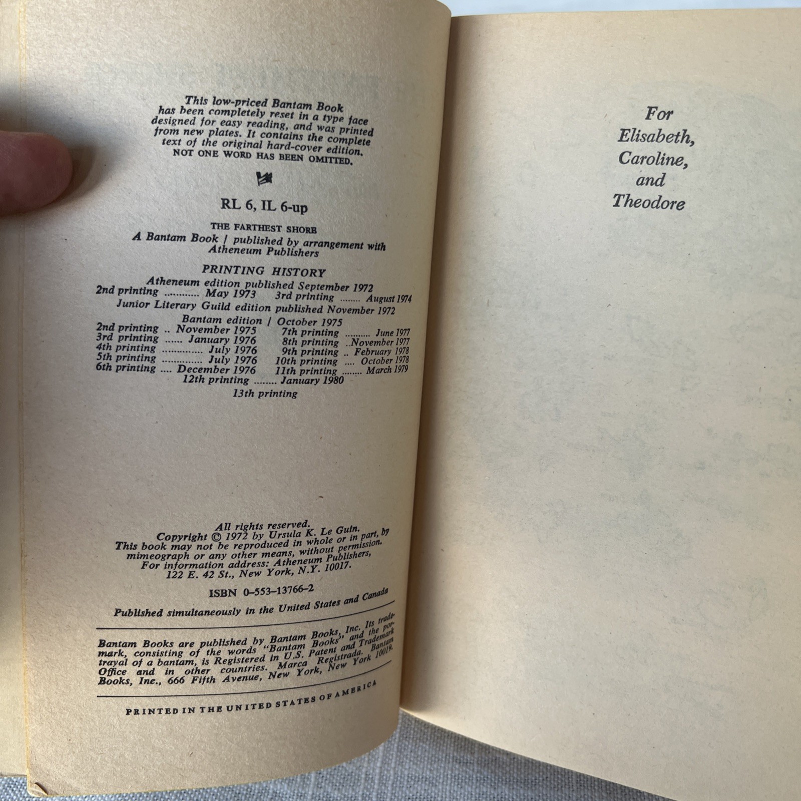 The Earthsea Trilogy by Ursula K Le Guin Paperback Books Bantam Edition 1977