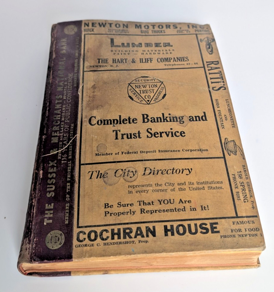 Polk’s Newton NJ Directory 1954 Sussex County New Jersey City Directory